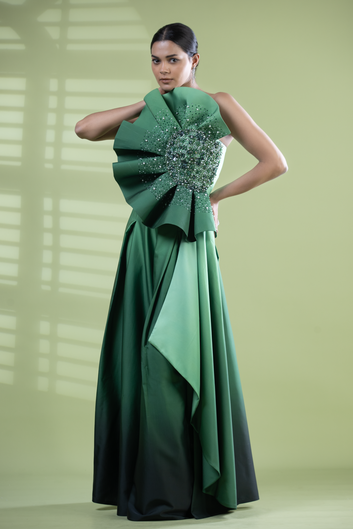 Green sequined jumpsuit
