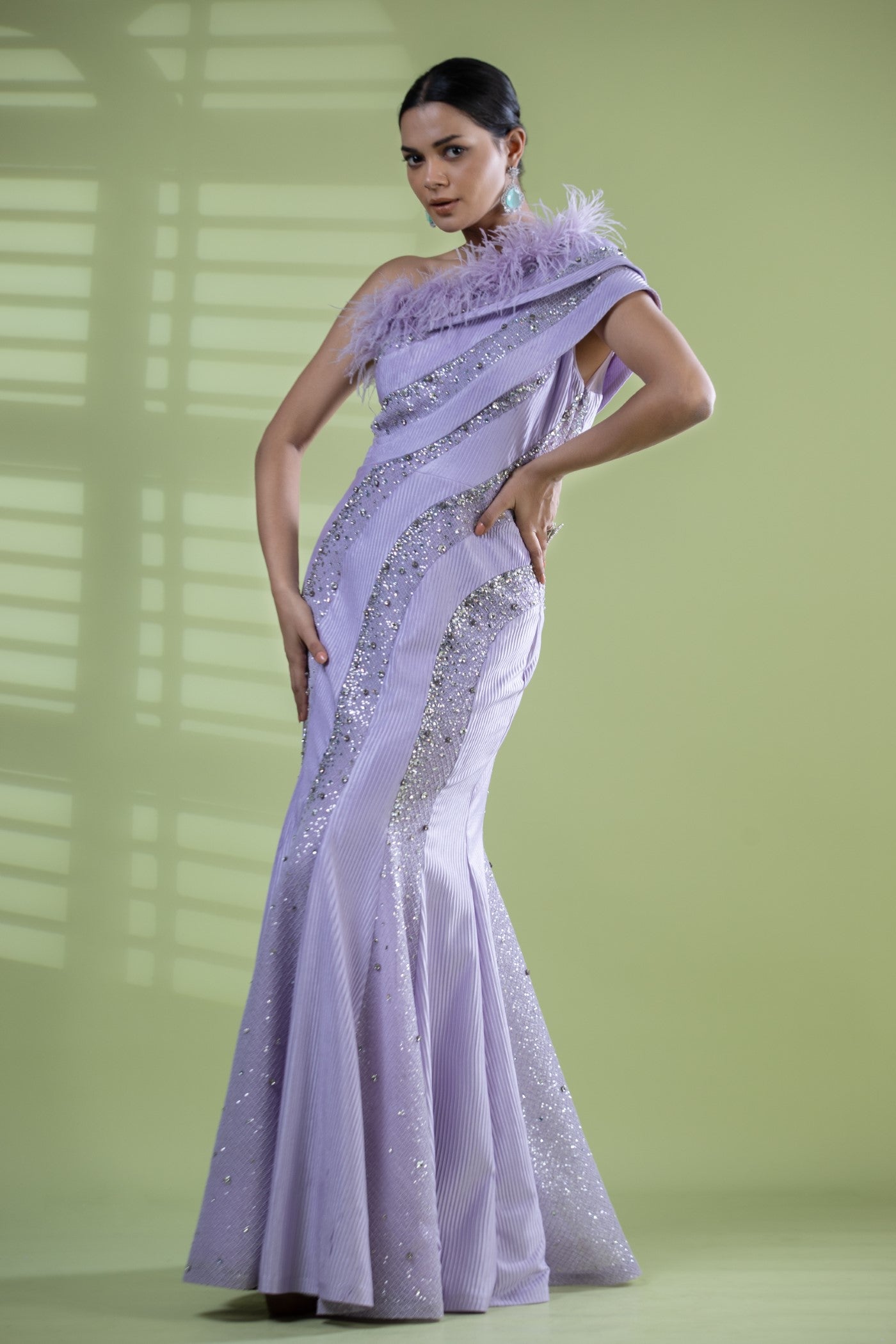 Mauve one shoulder dress