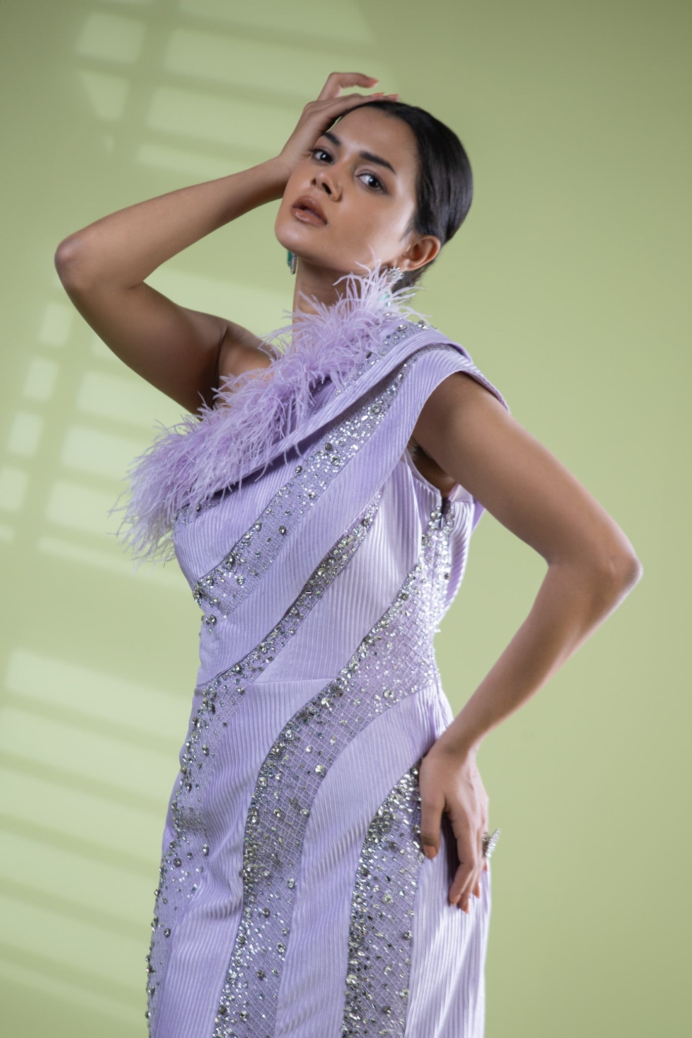 Mauve one shoulder dress