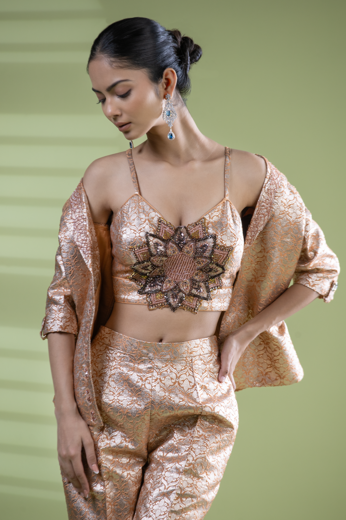 Golden co-ord set with bustier