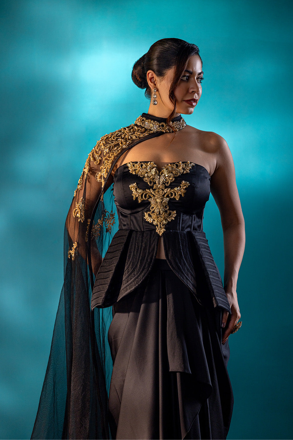 Moonlit Noir Drape Saree