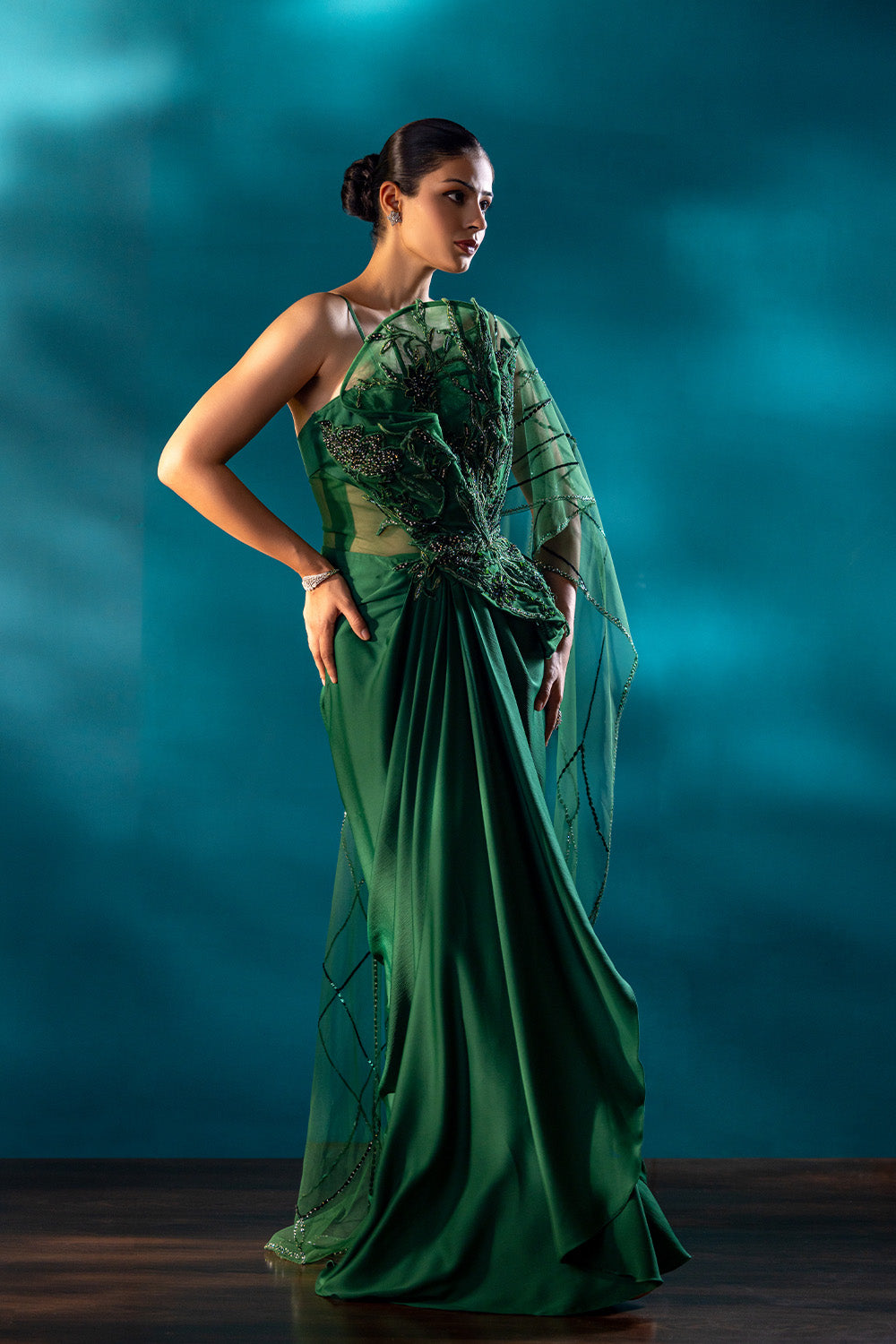 Deep Verdure Drape Saree