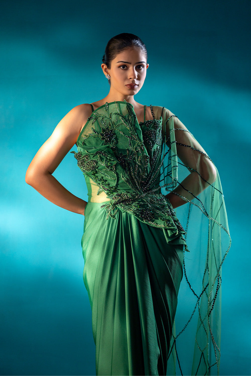 Deep Verdure Drape Saree