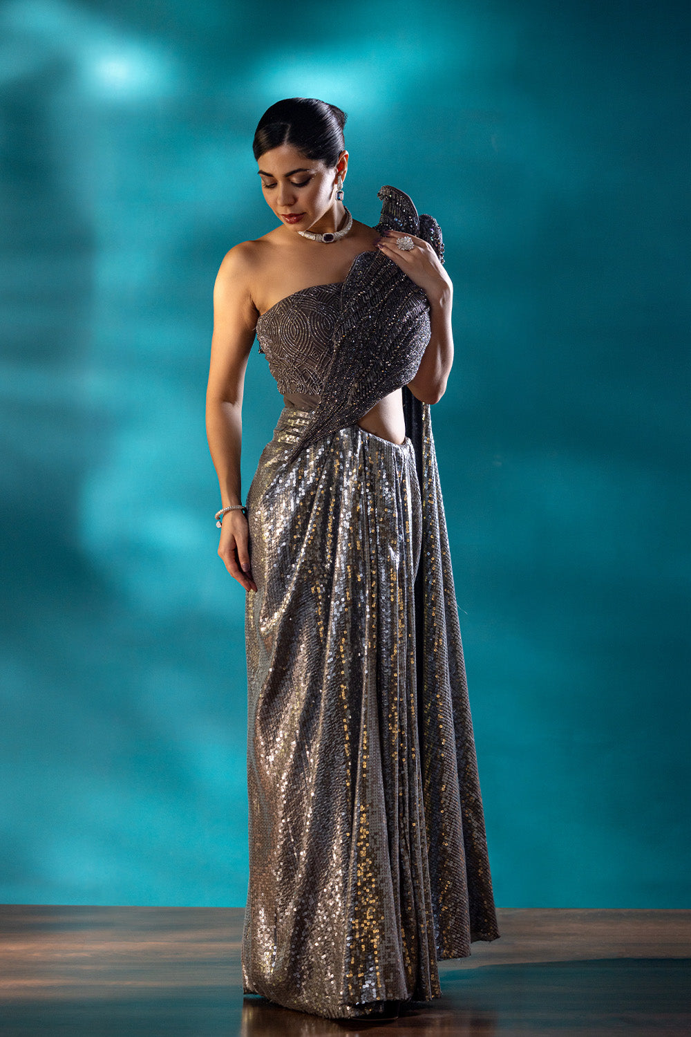 Eclipse Grey Drape saree