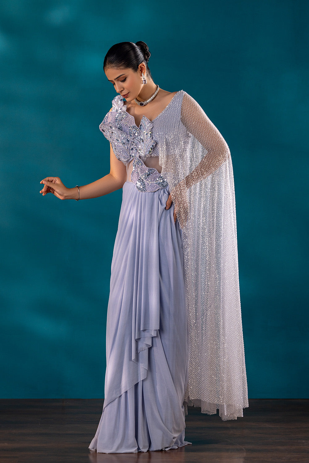 Frost Veil Drape Saree