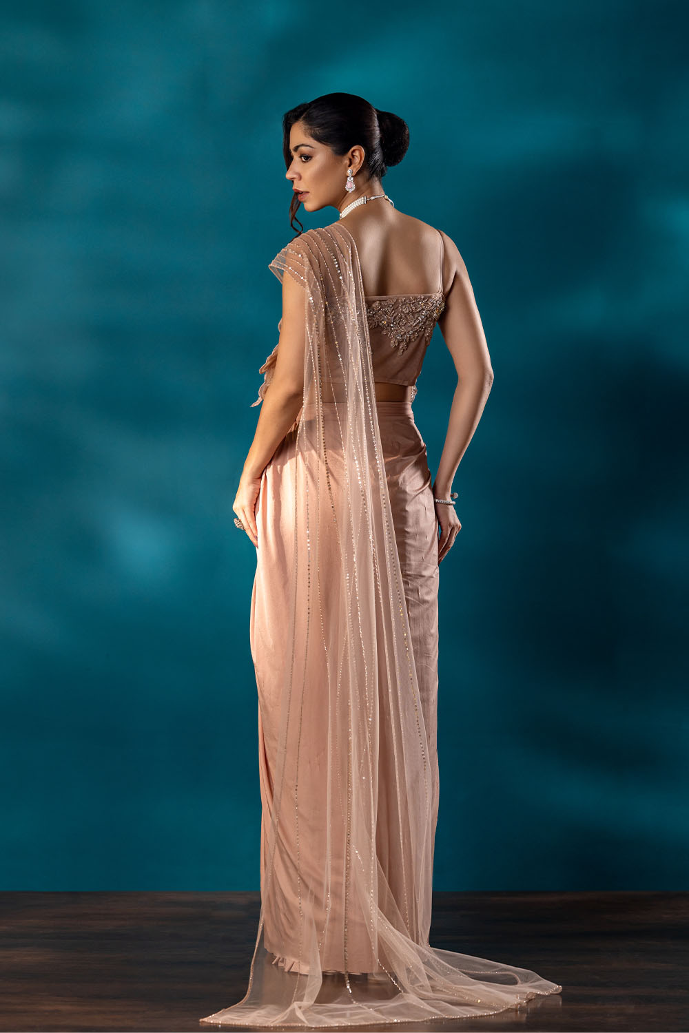 poth saree Peach Royale Drape Saree