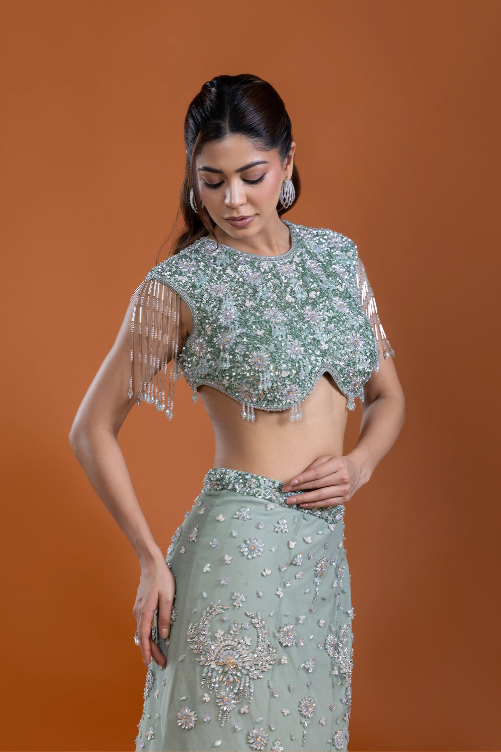 Pari Mint Cape Lehenga Set