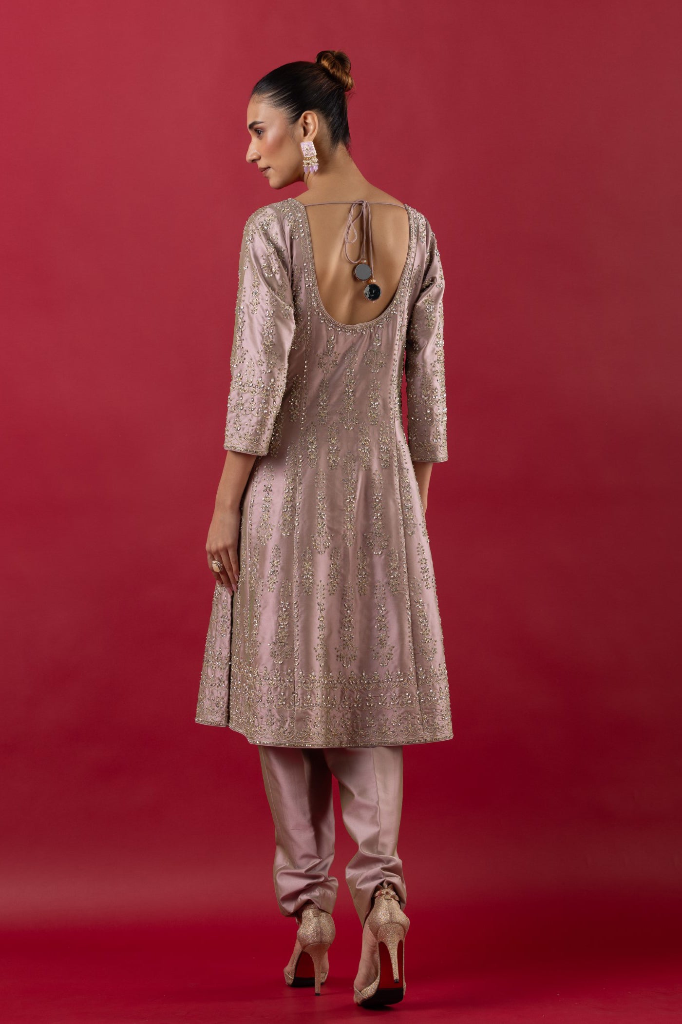 Blush Coral A-Line Suit On Silk