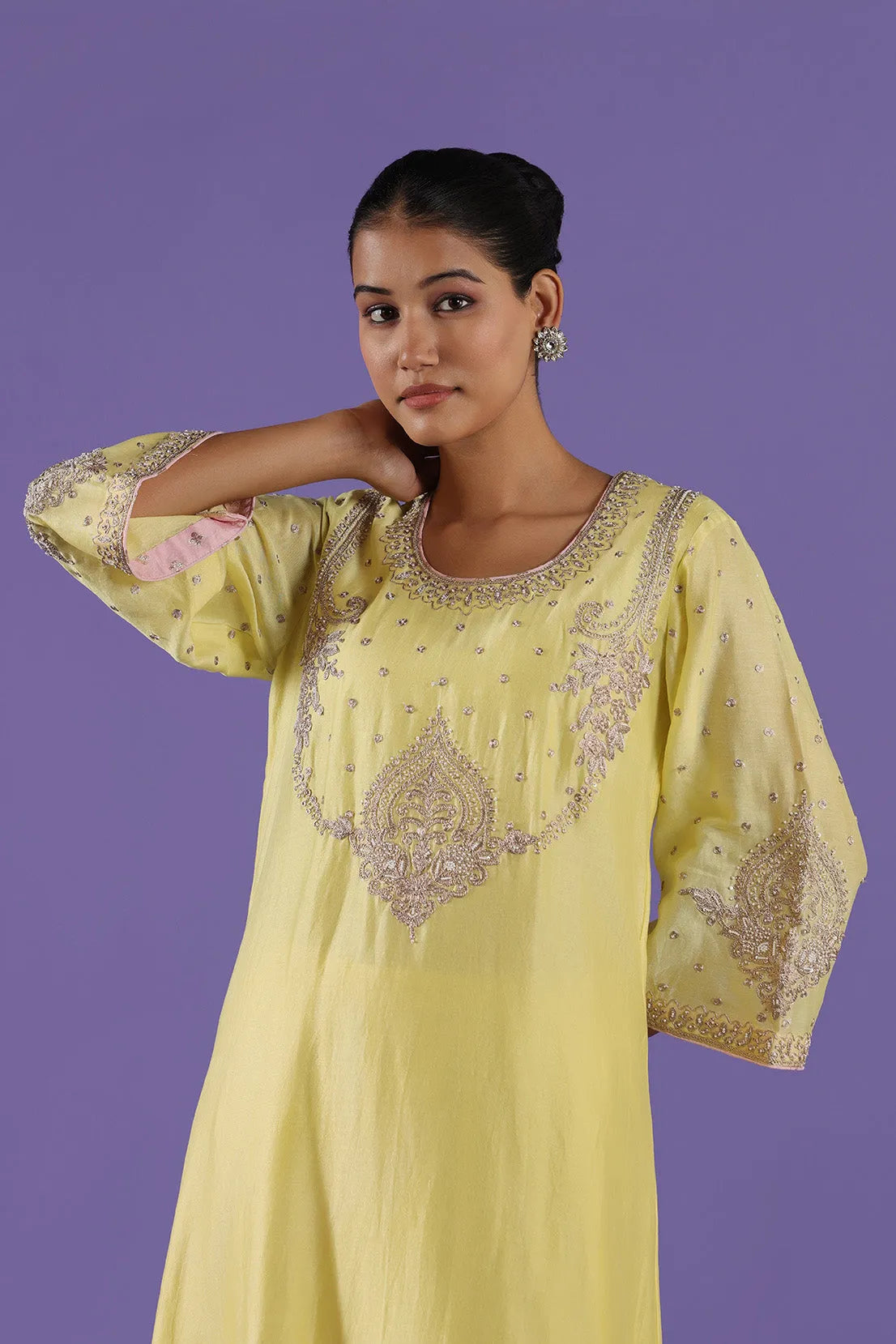 Swarnika A-line kurta and dhoti set