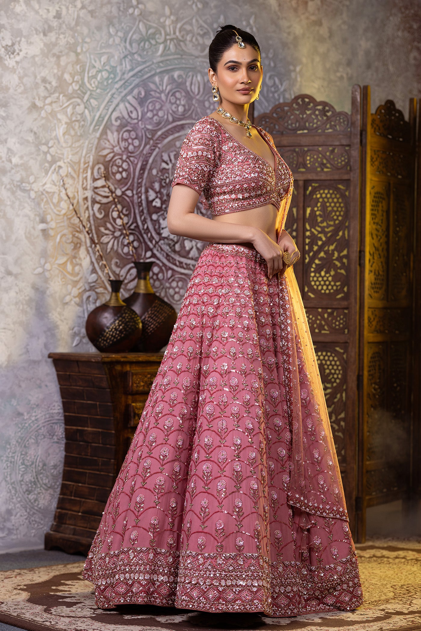 Baby Pink Sequins embroidered lehenga choli