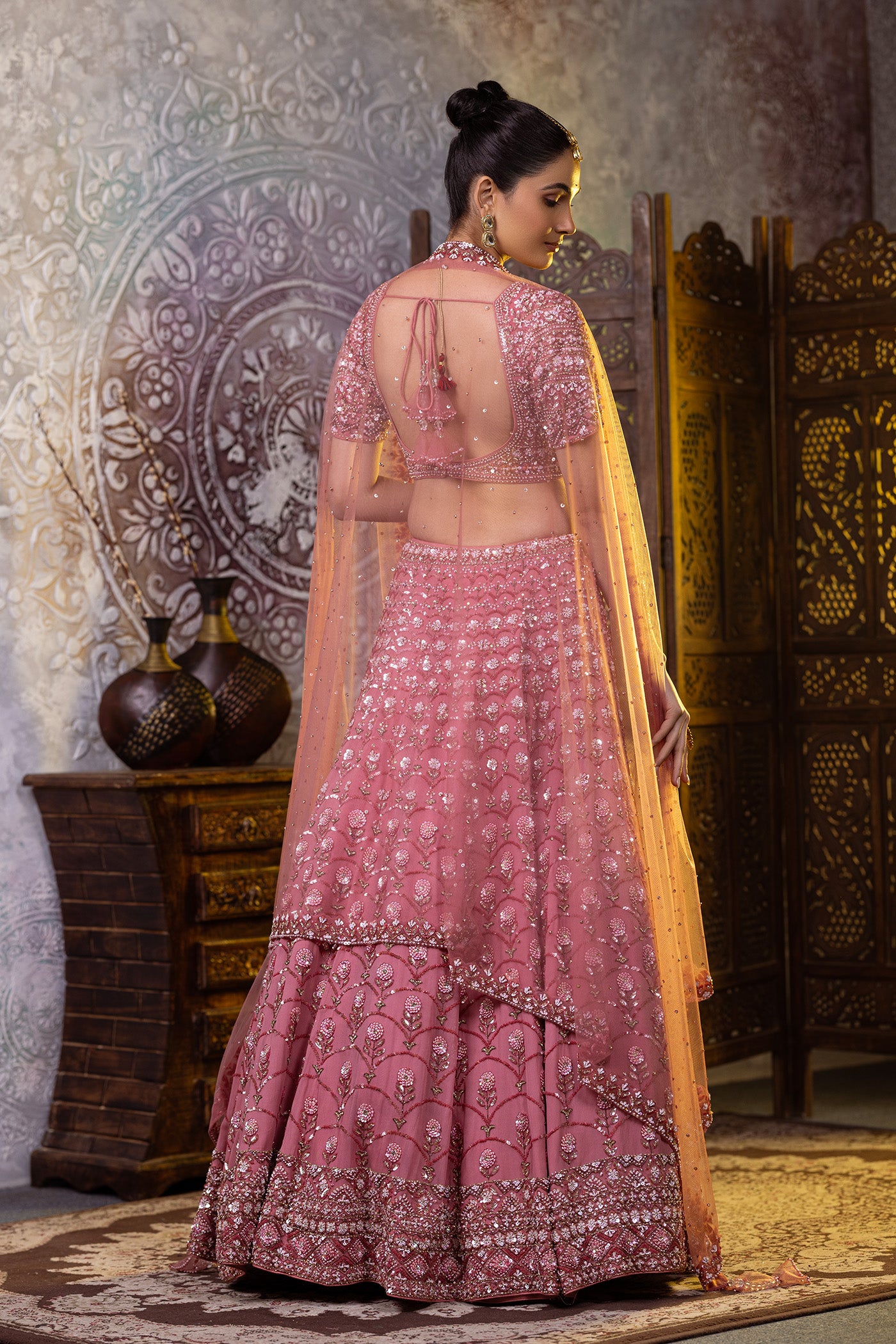 Baby Pink Sequins embroidered lehenga choli