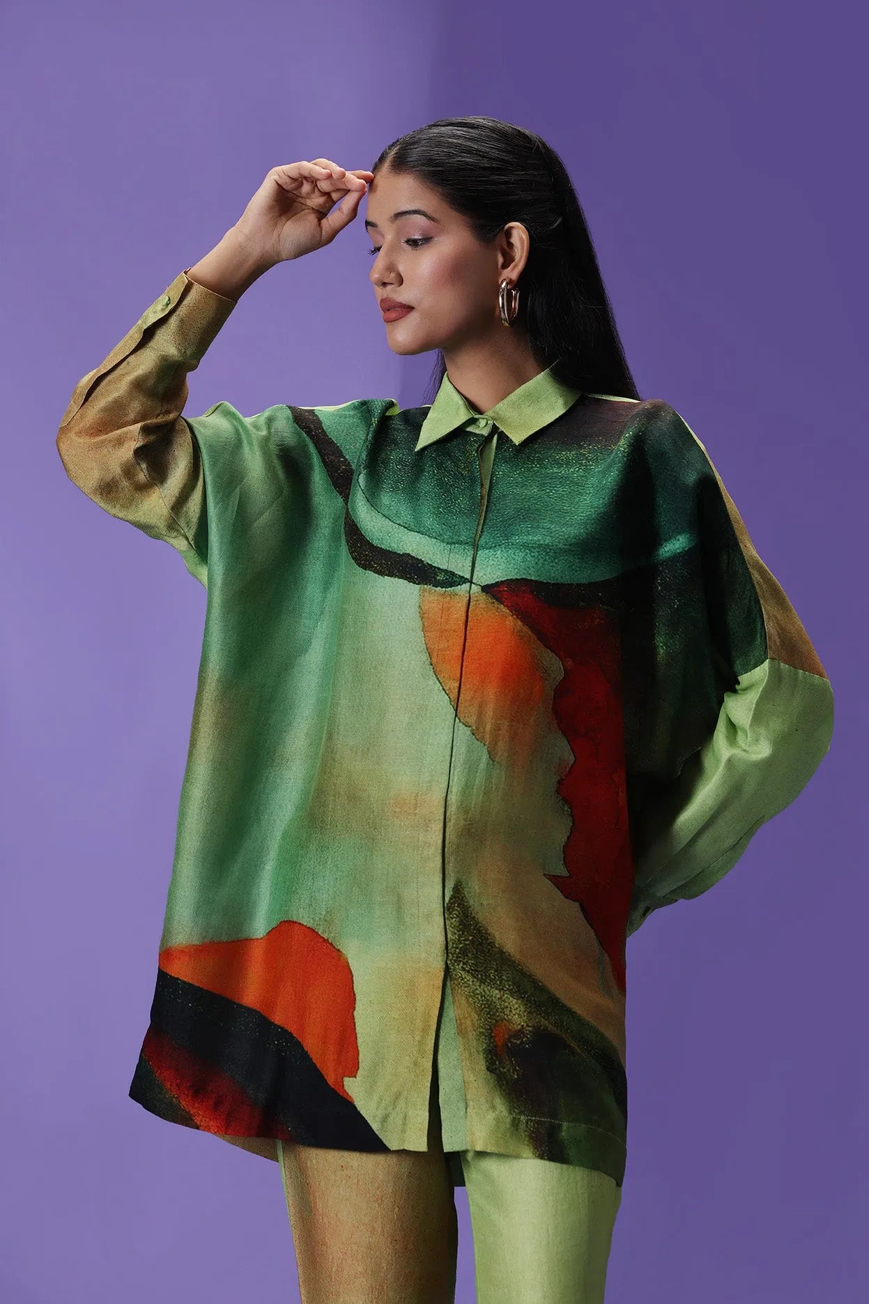 Evergreen Elegance Shirt style coord set