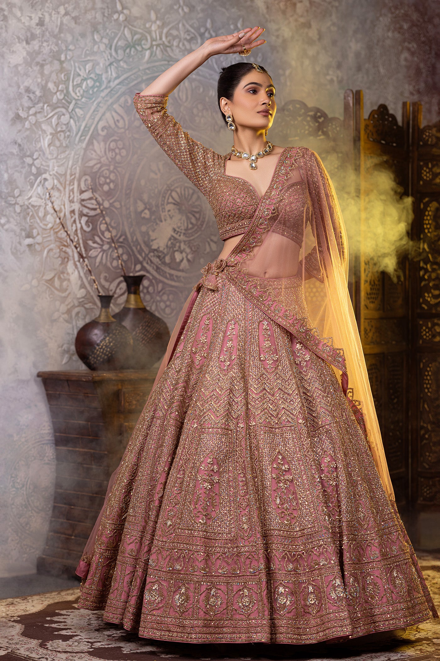 Pink nakshi lehenga with choli