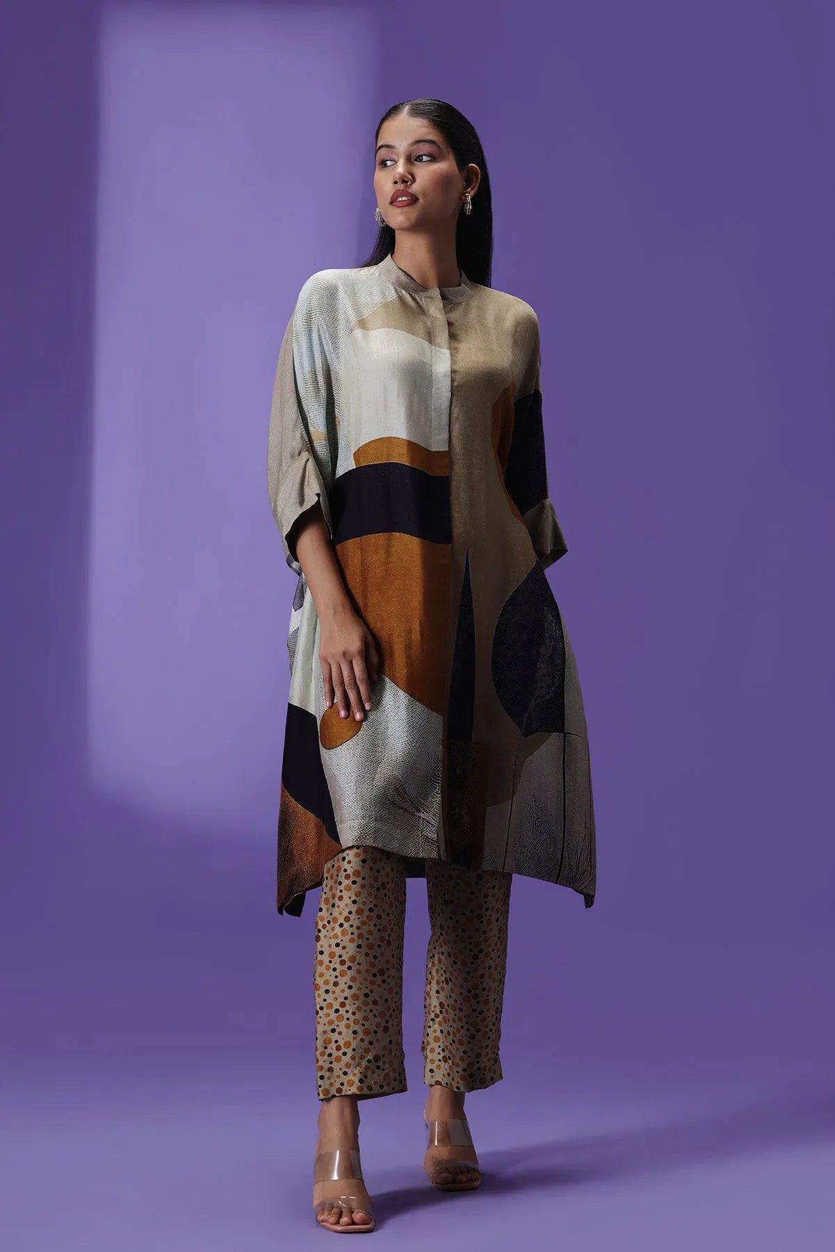 Mocha Mirage Middle length Kurta set