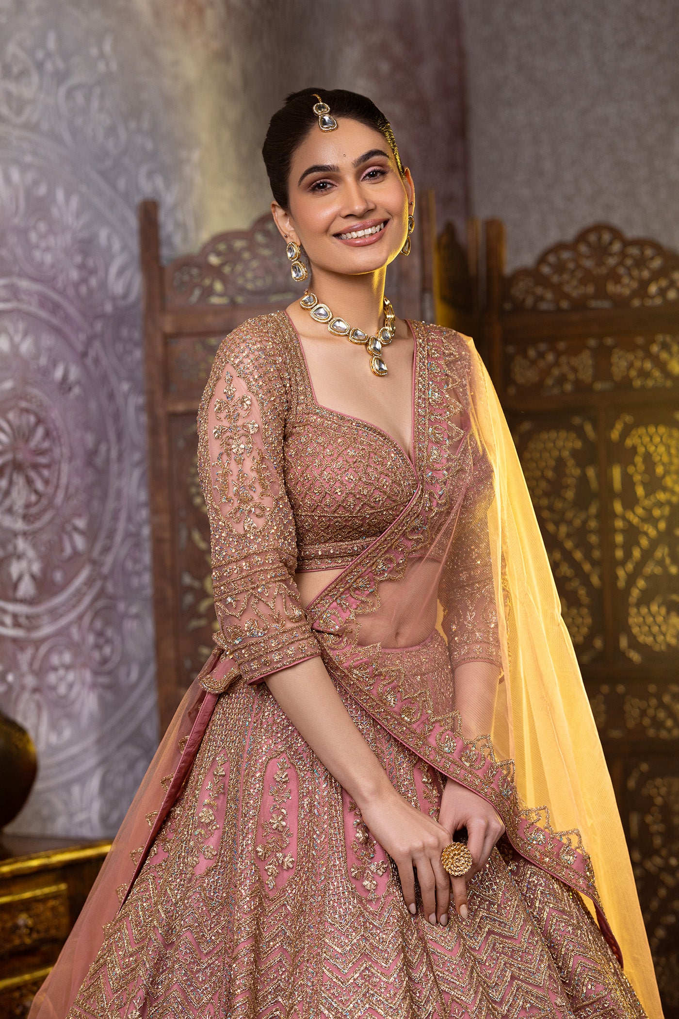 Pink nakshi lehenga with choli