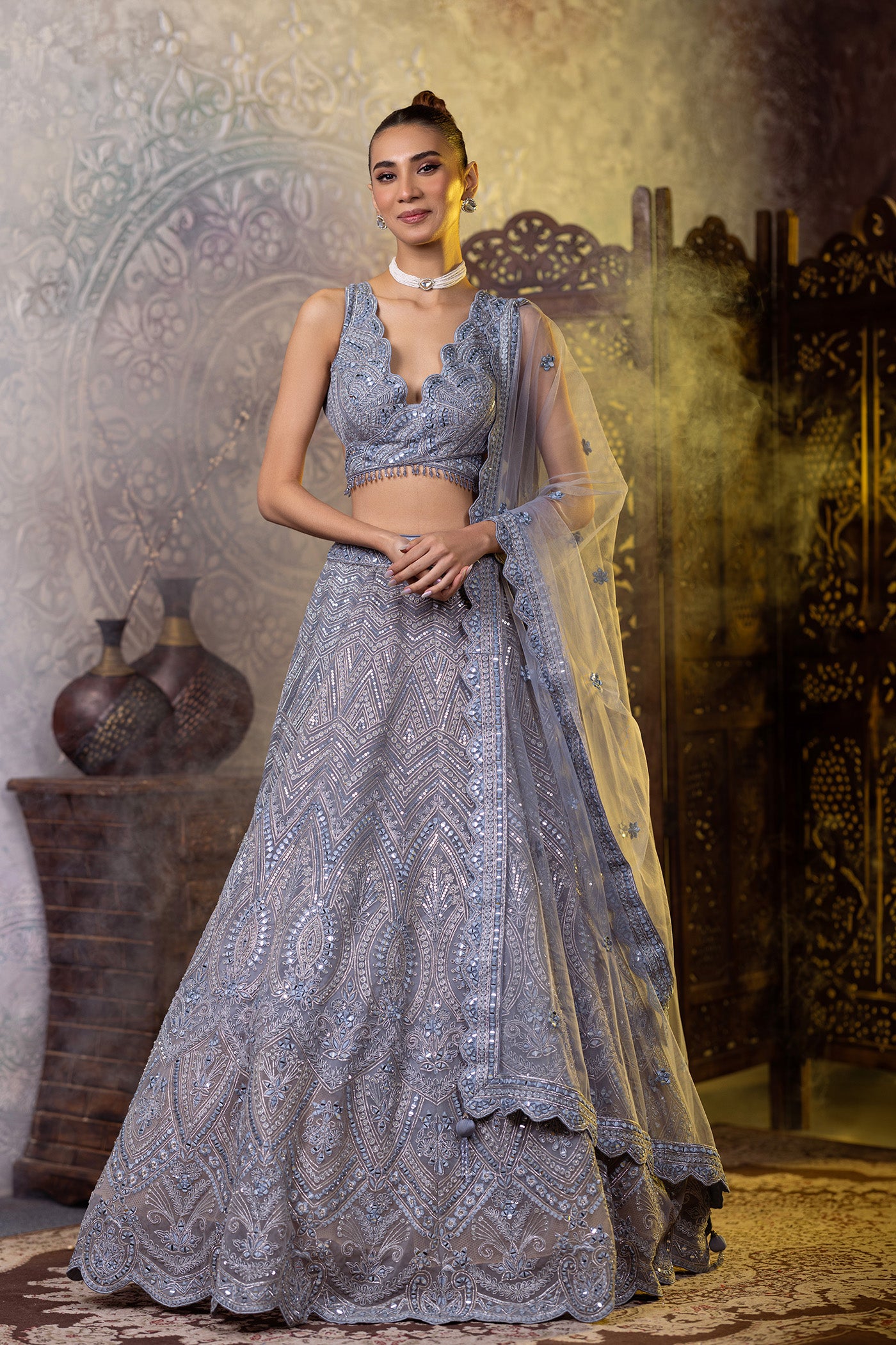 Sky blue lehegna choli with dupatta