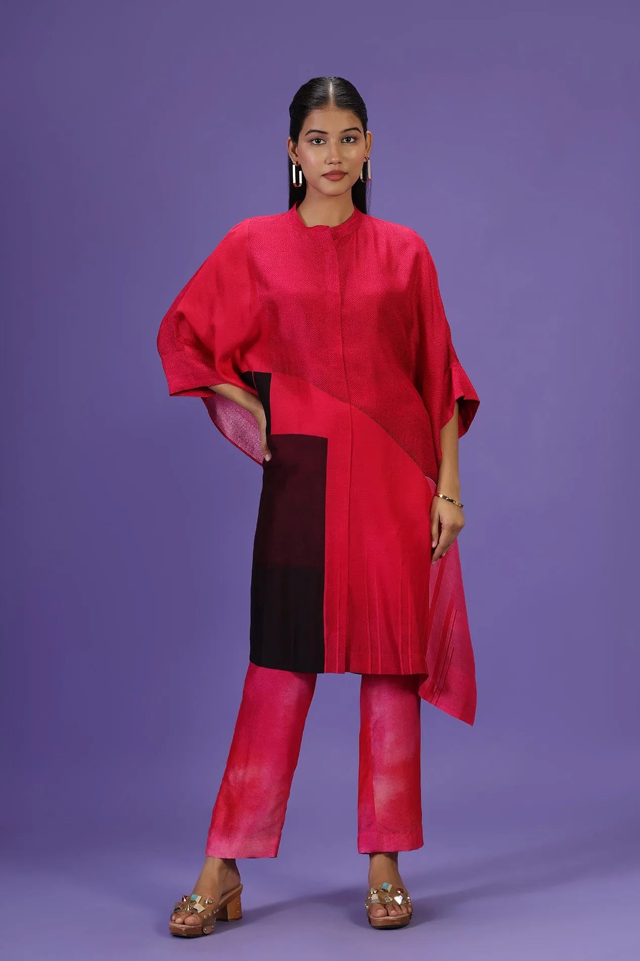 Urban Crimson Mid Length Kurta set