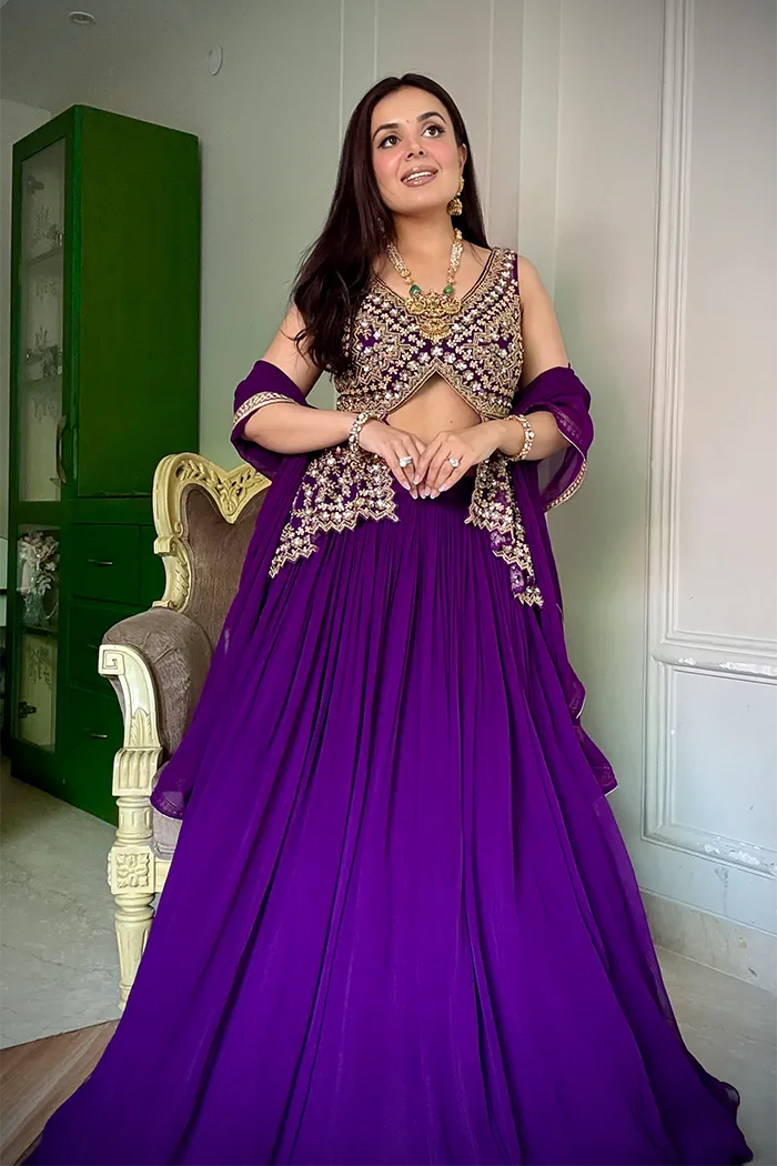 Danika Goyal In Amethyst Aura Peplum top and skirt set