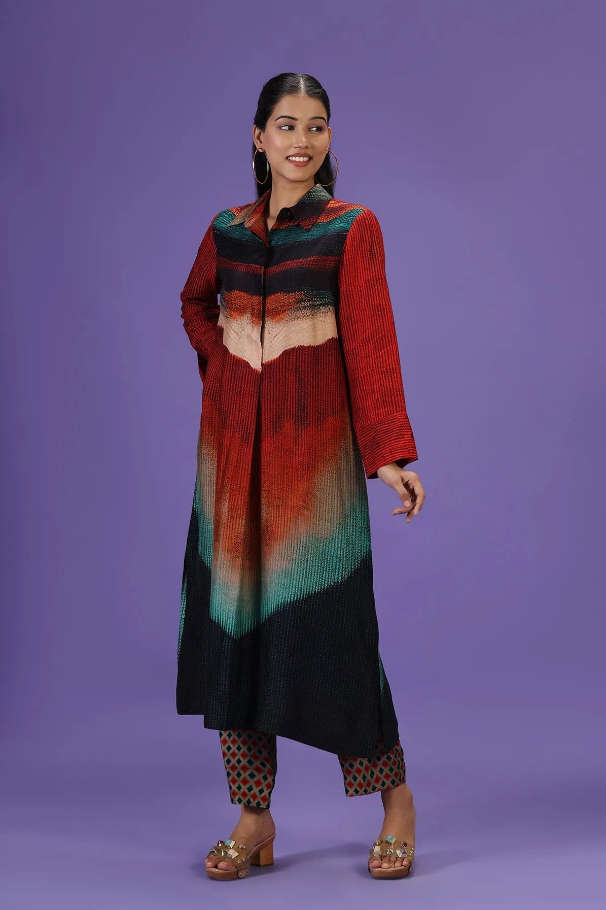 Imperial Flame Long Kurta set