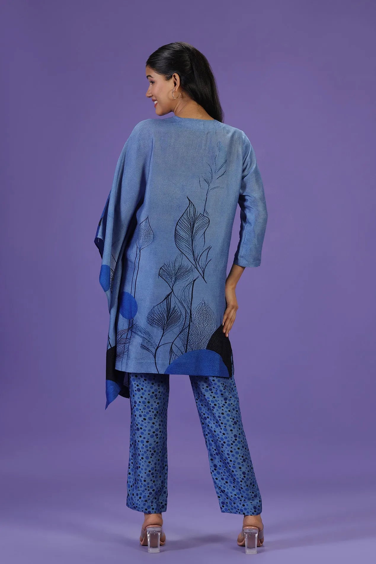 Blue Eclipse Kurta style Kaftan Set