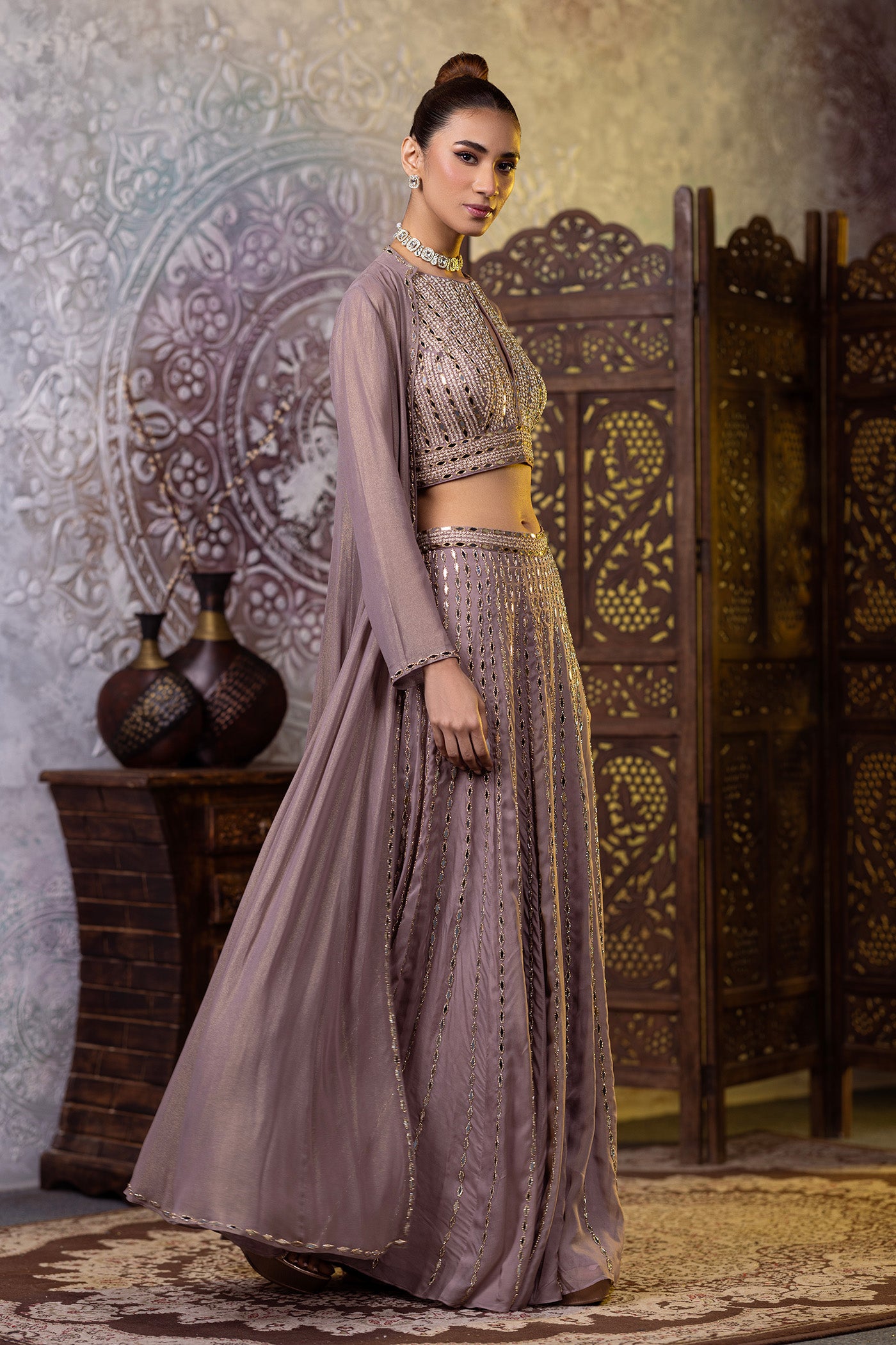 Mouse georgette sharara and crop top