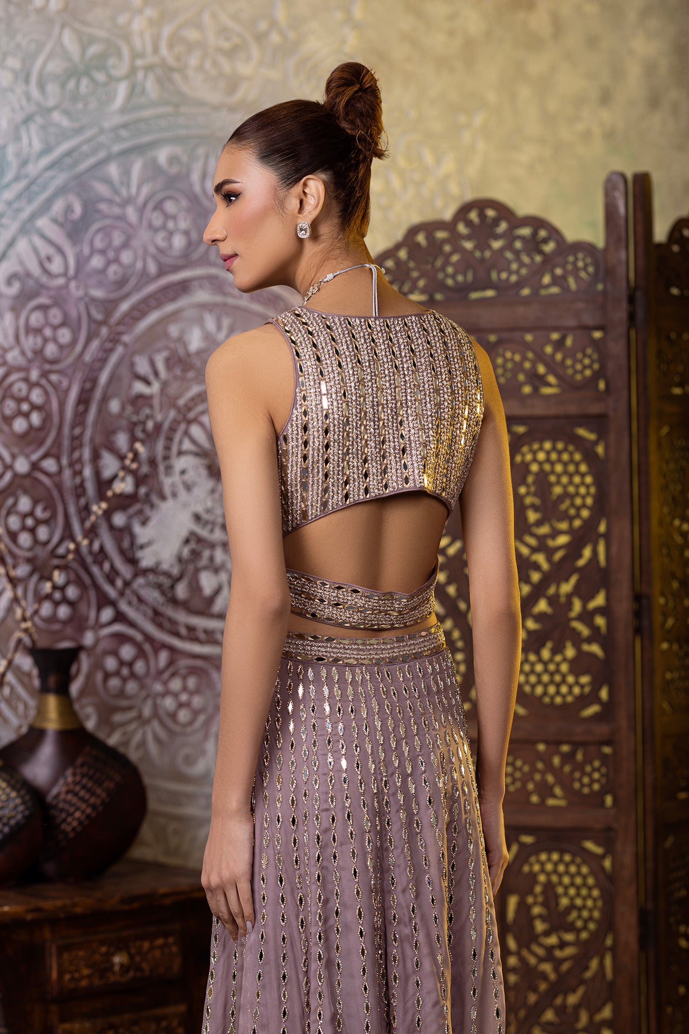 Mouse georgette sharara and crop top