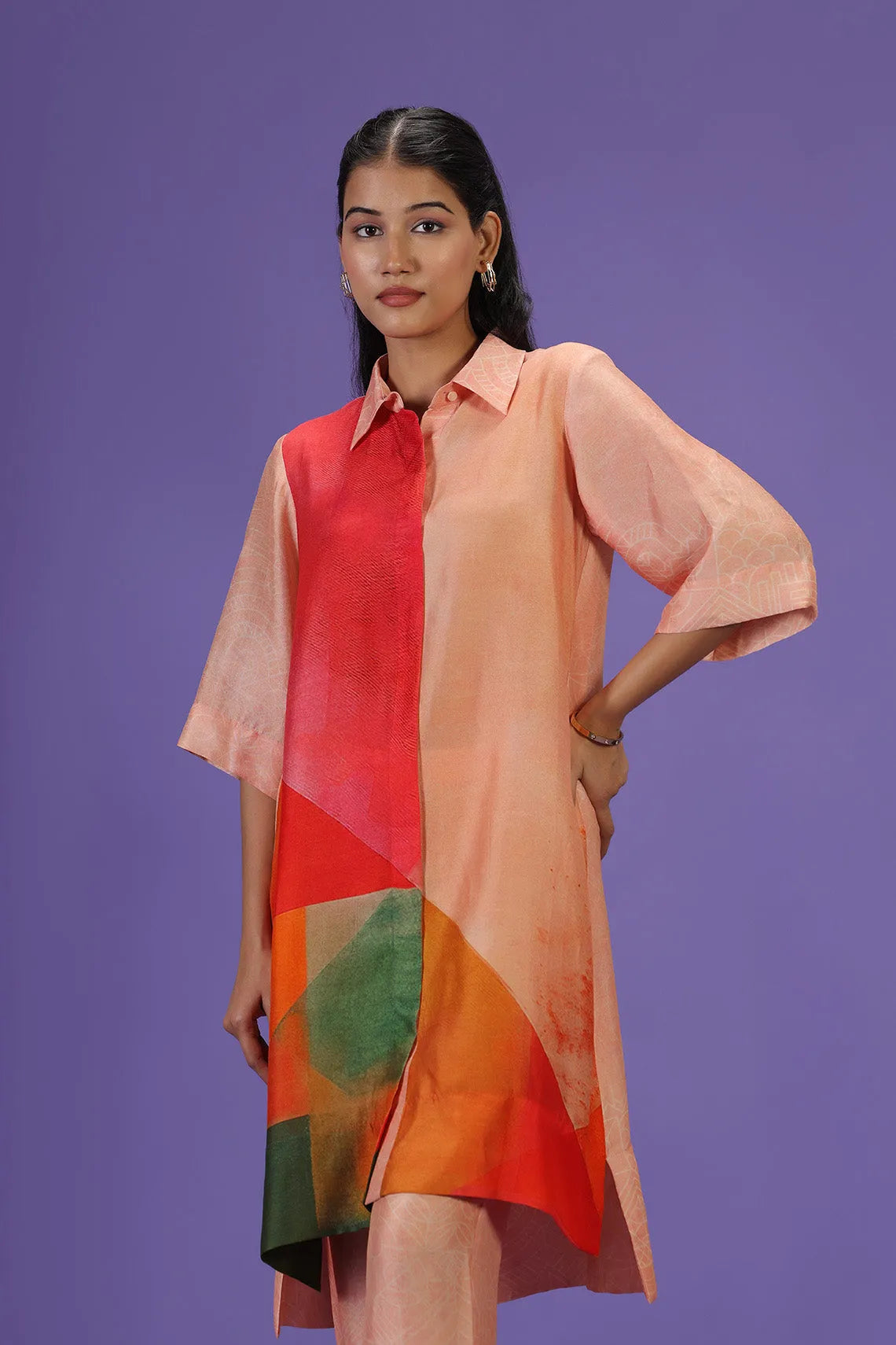 Tangerine Bliss Mid Length Kurta set