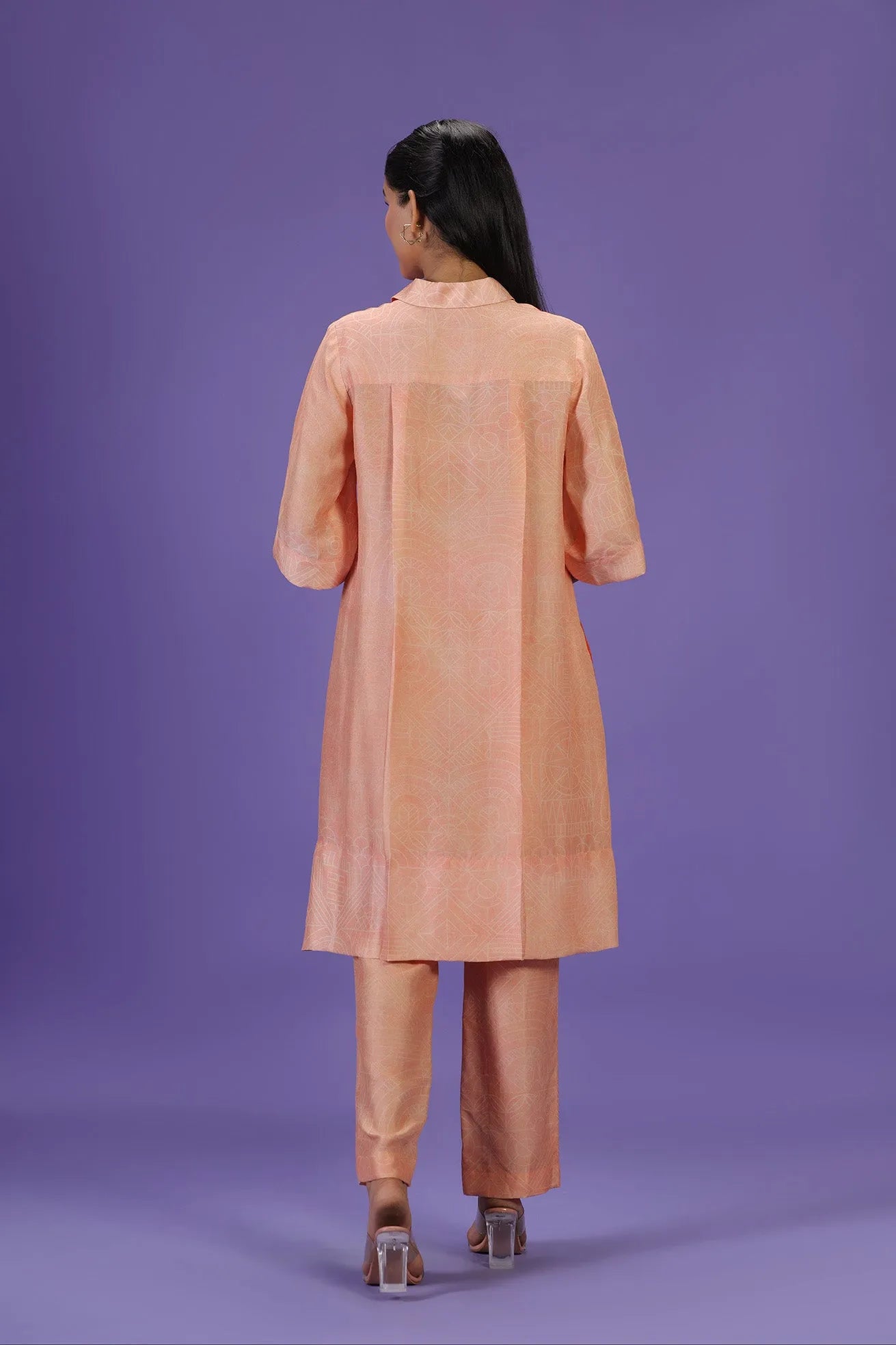 Tangerine Bliss Mid Length Kurta set