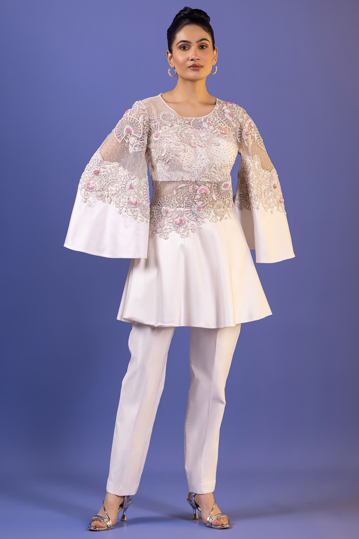 Crepe Peplum Top With Pants