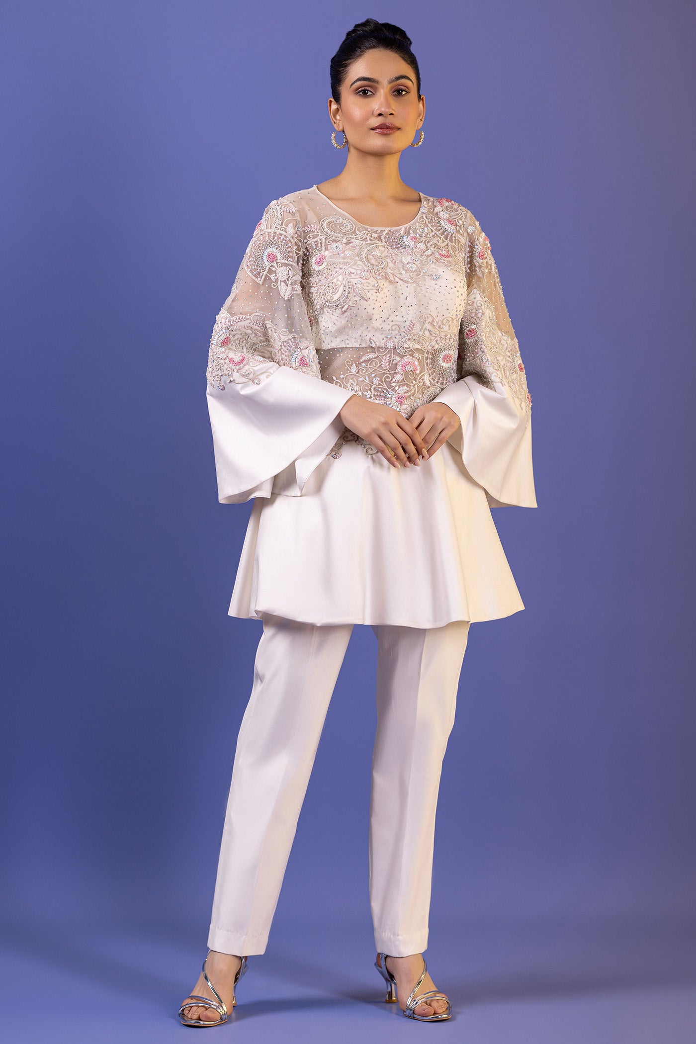 Crepe Peplum Top With Pants