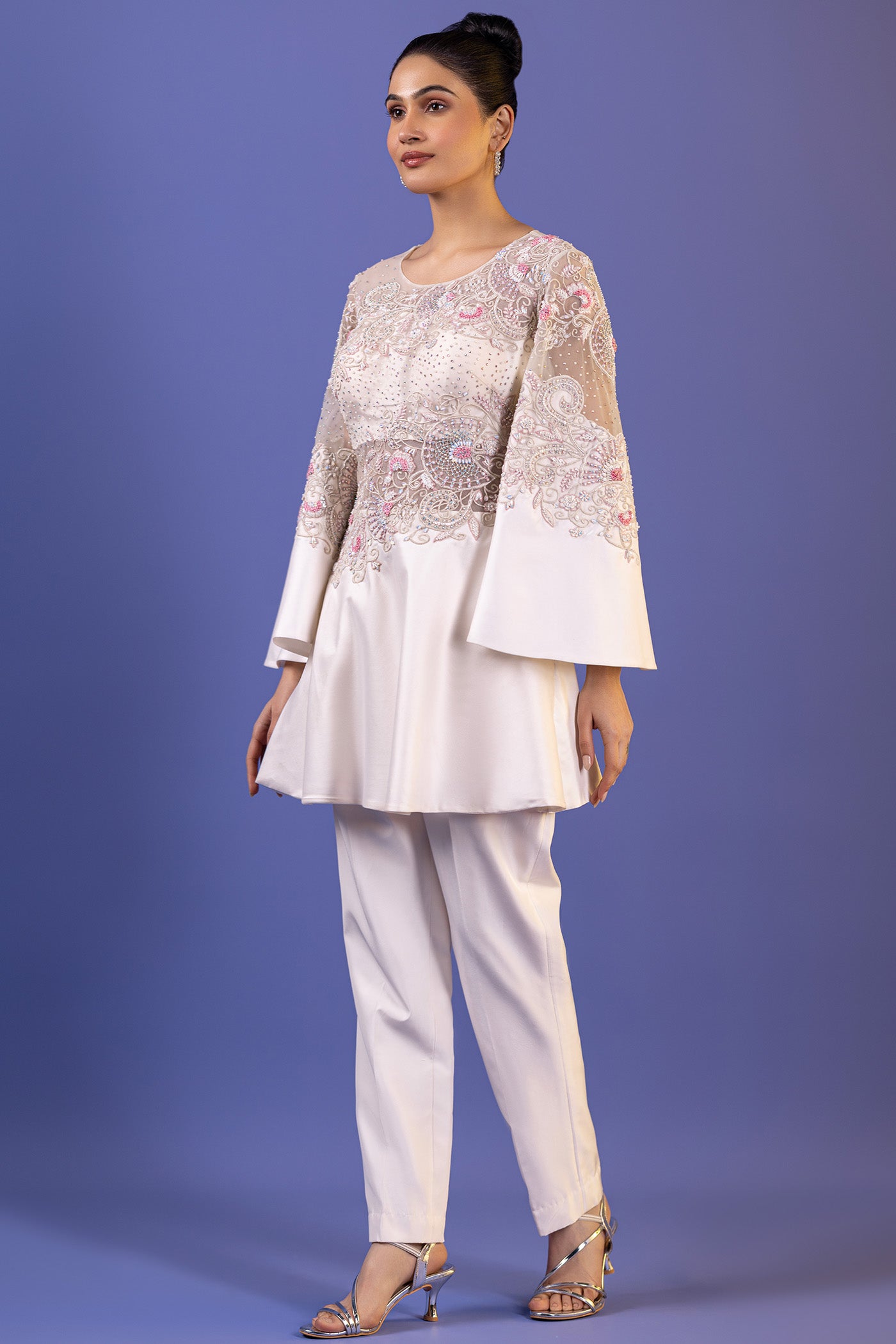 Crepe Peplum Top With Pants