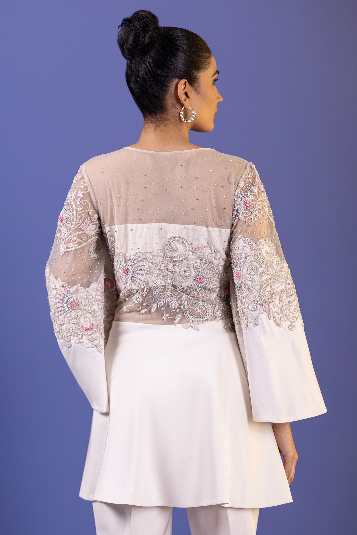 Crepe Peplum Top With Pants