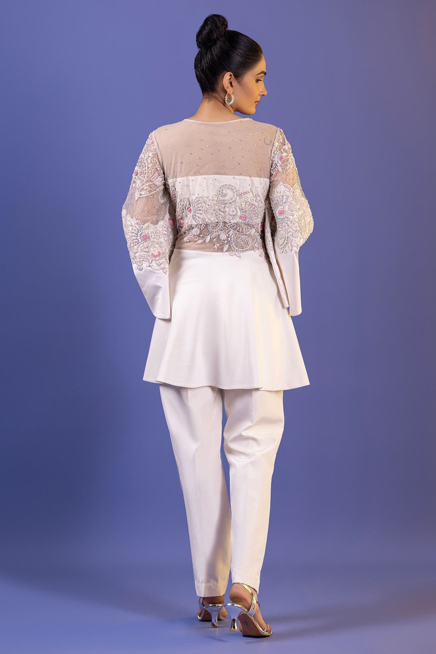 Crepe Peplum Top With Pants