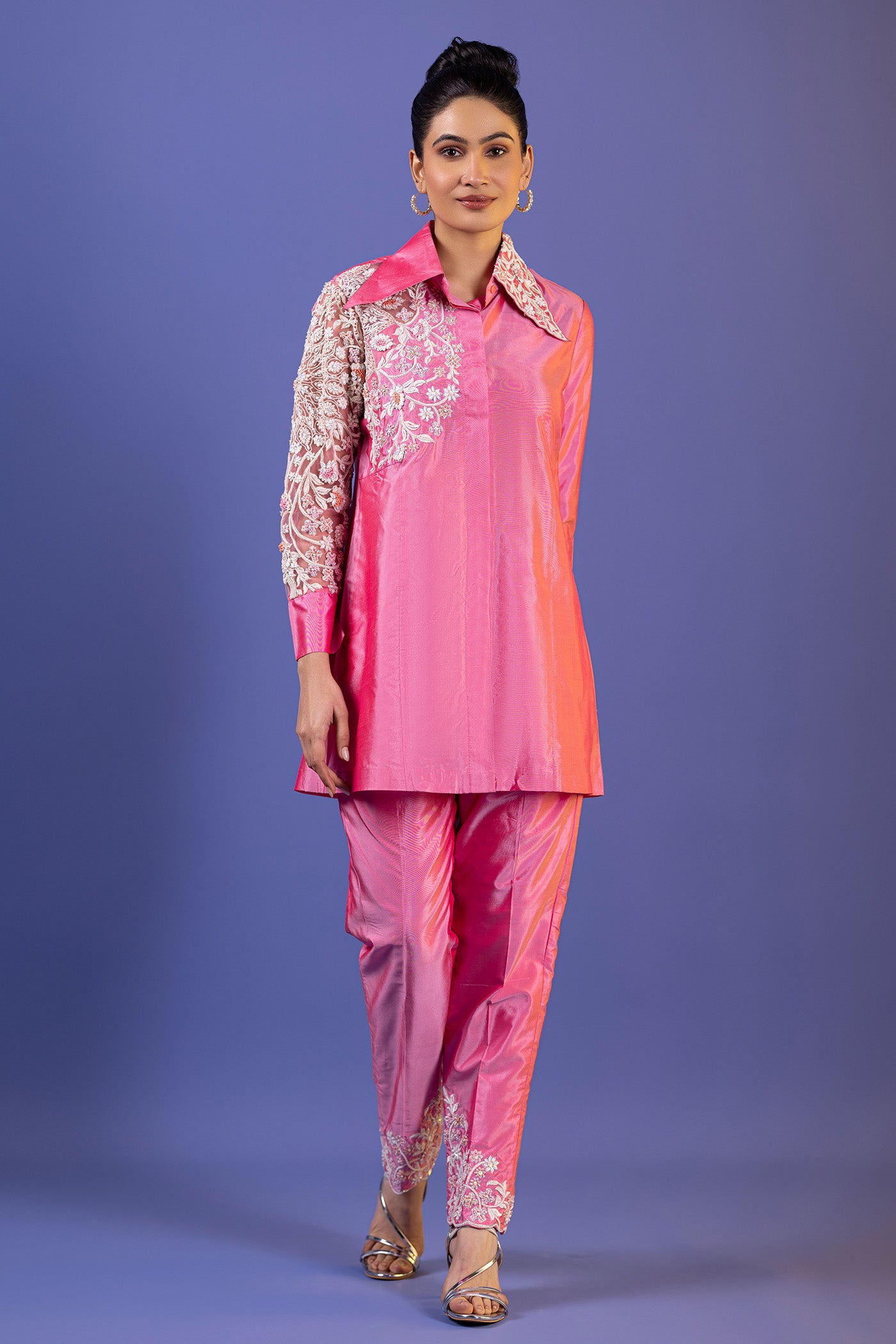 Pink Resham Shirt With Pants