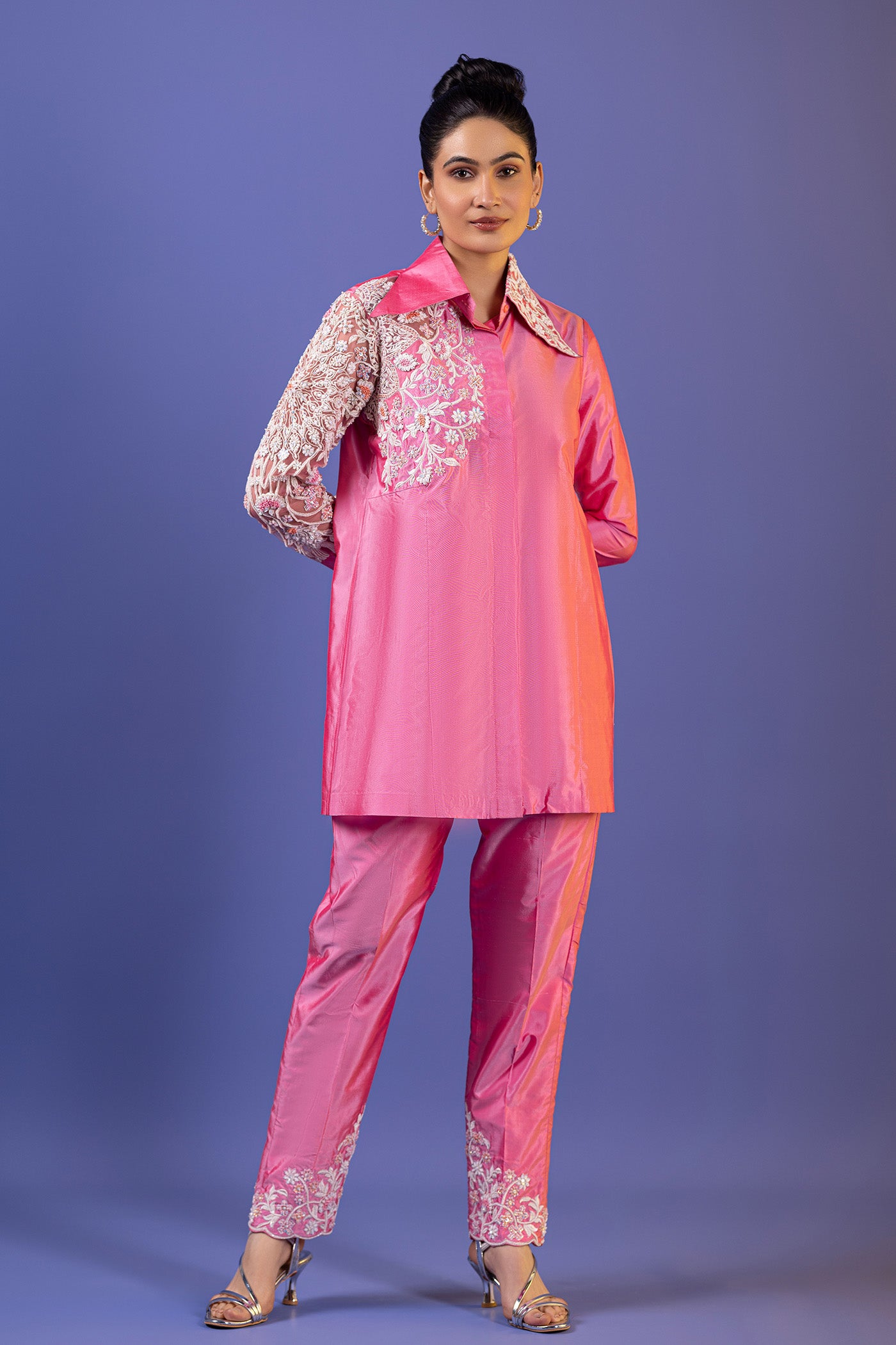 Pink Resham Shirt With Pants