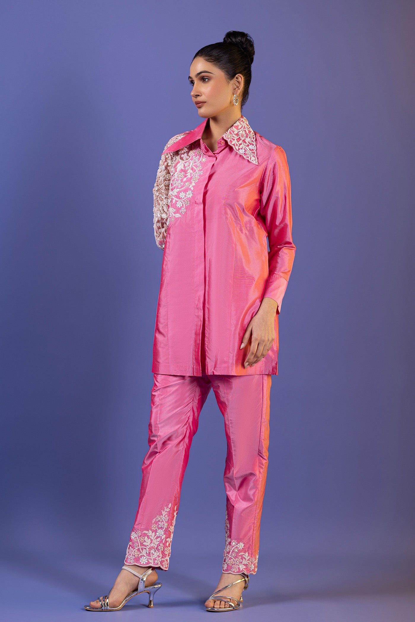 Pink Resham Shirt With Pants