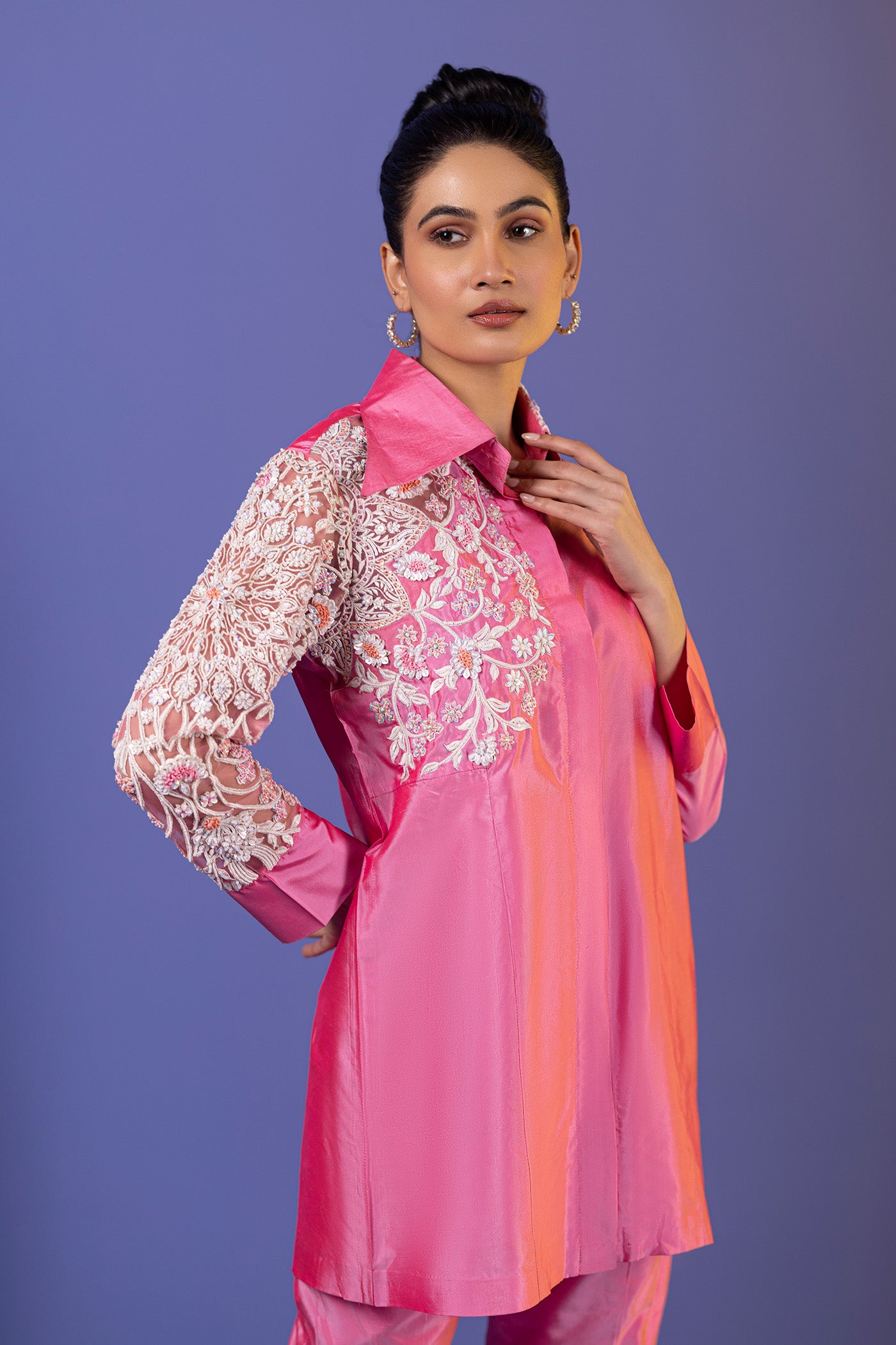 Pink Resham Shirt With Pants