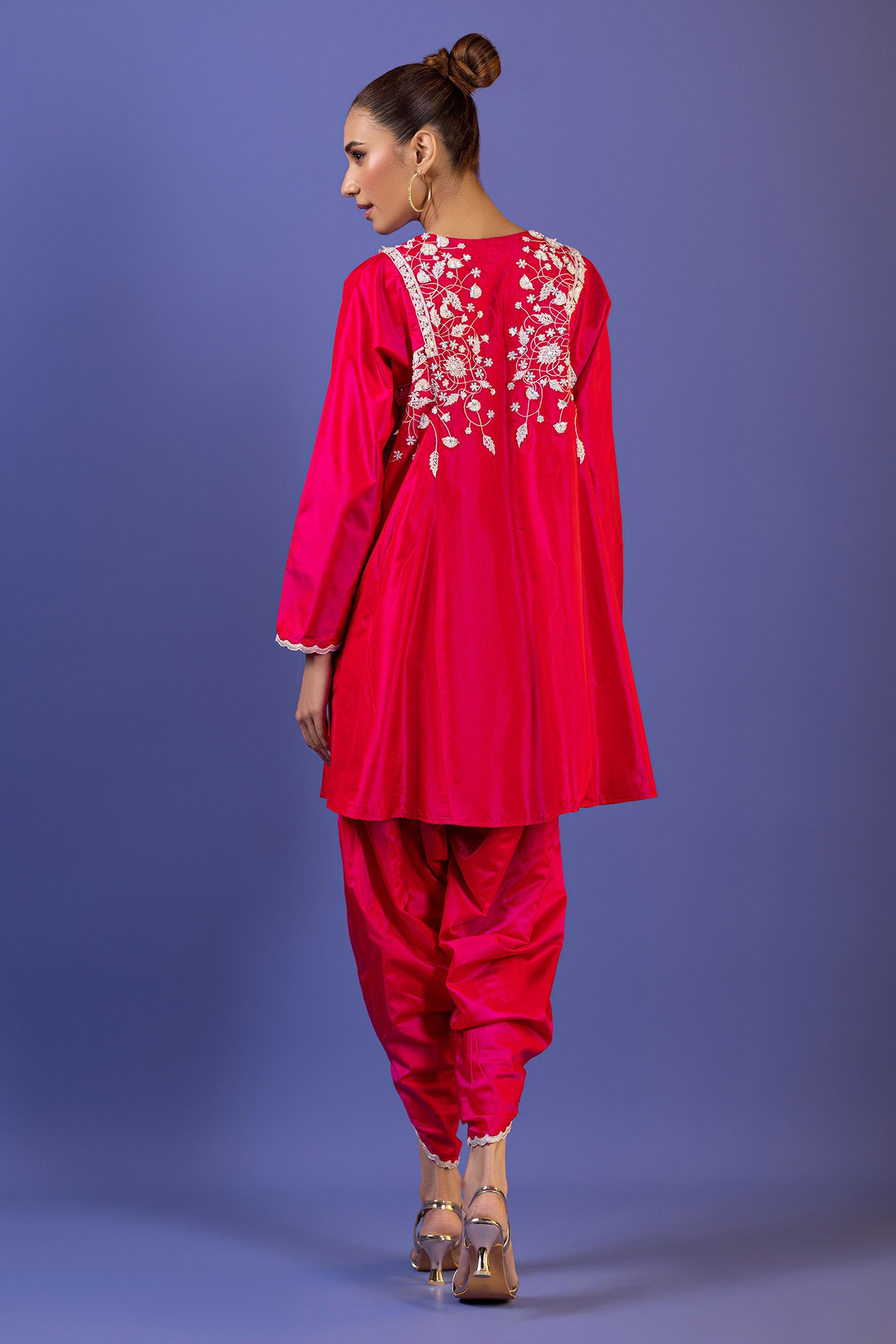 Resham A-Line Kurti With Dhoti Salwar