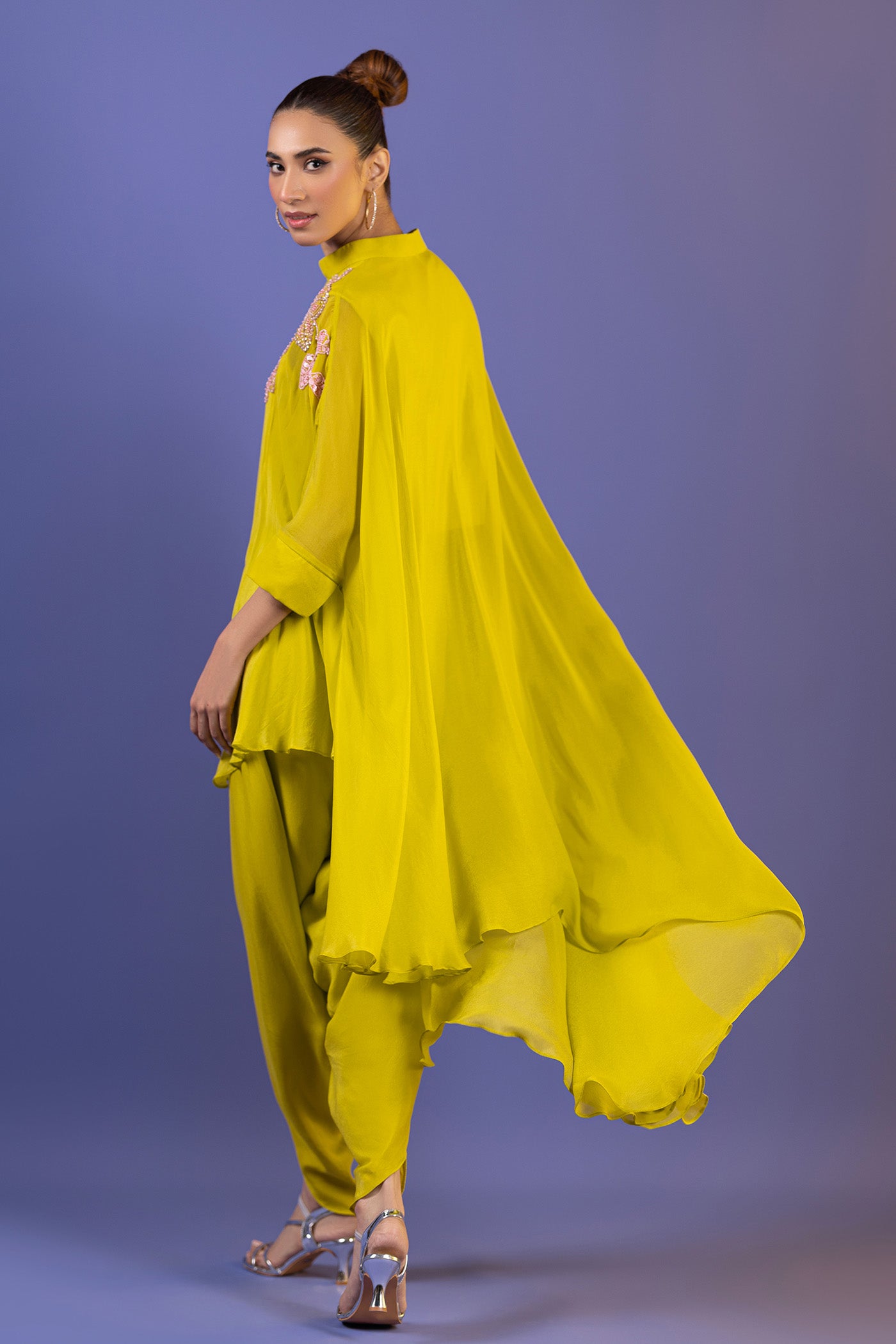Crepe Dhoti Suit With Cutdana Pearl Work