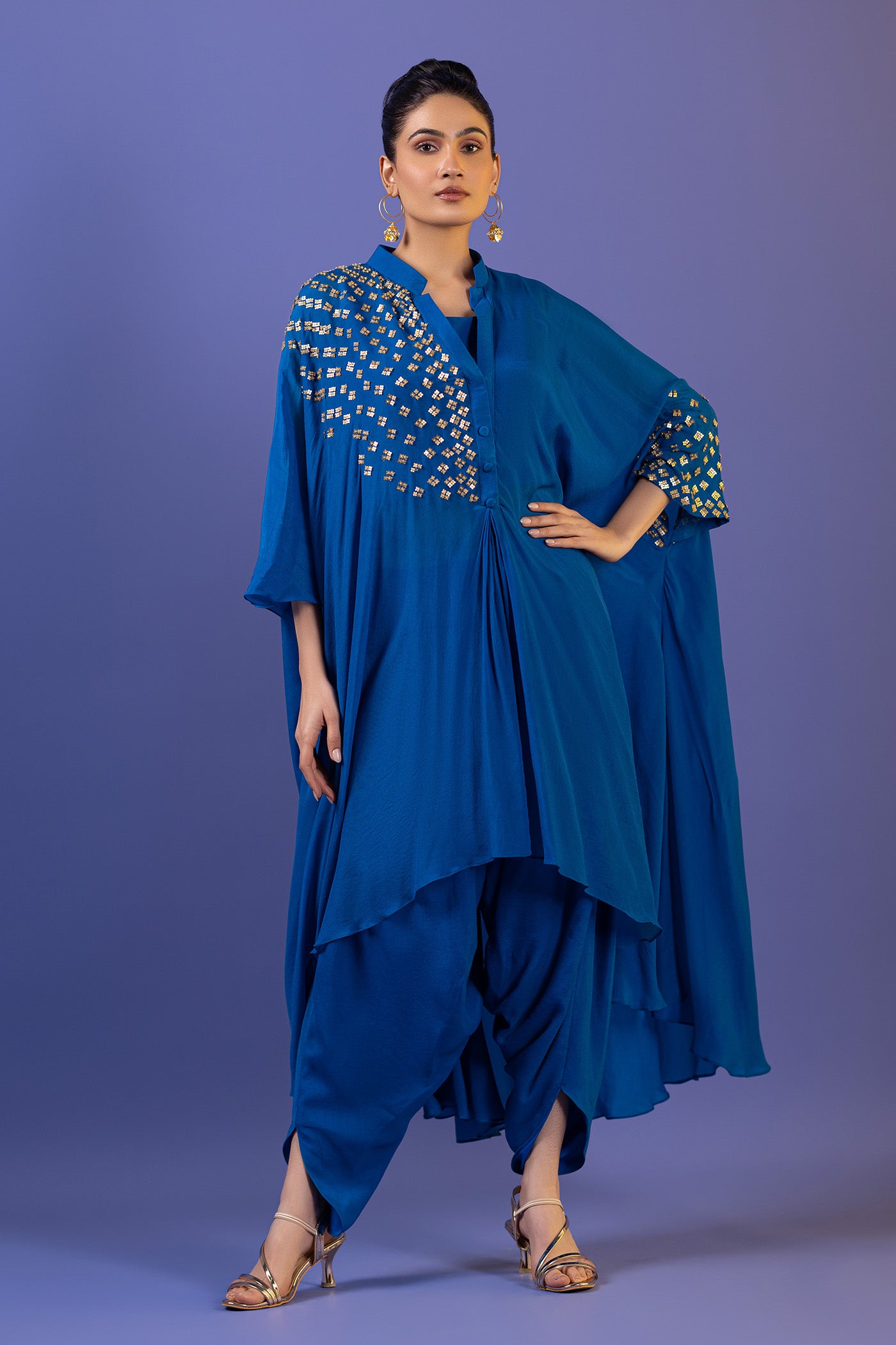 Peacock Blue Dhoti With Suit