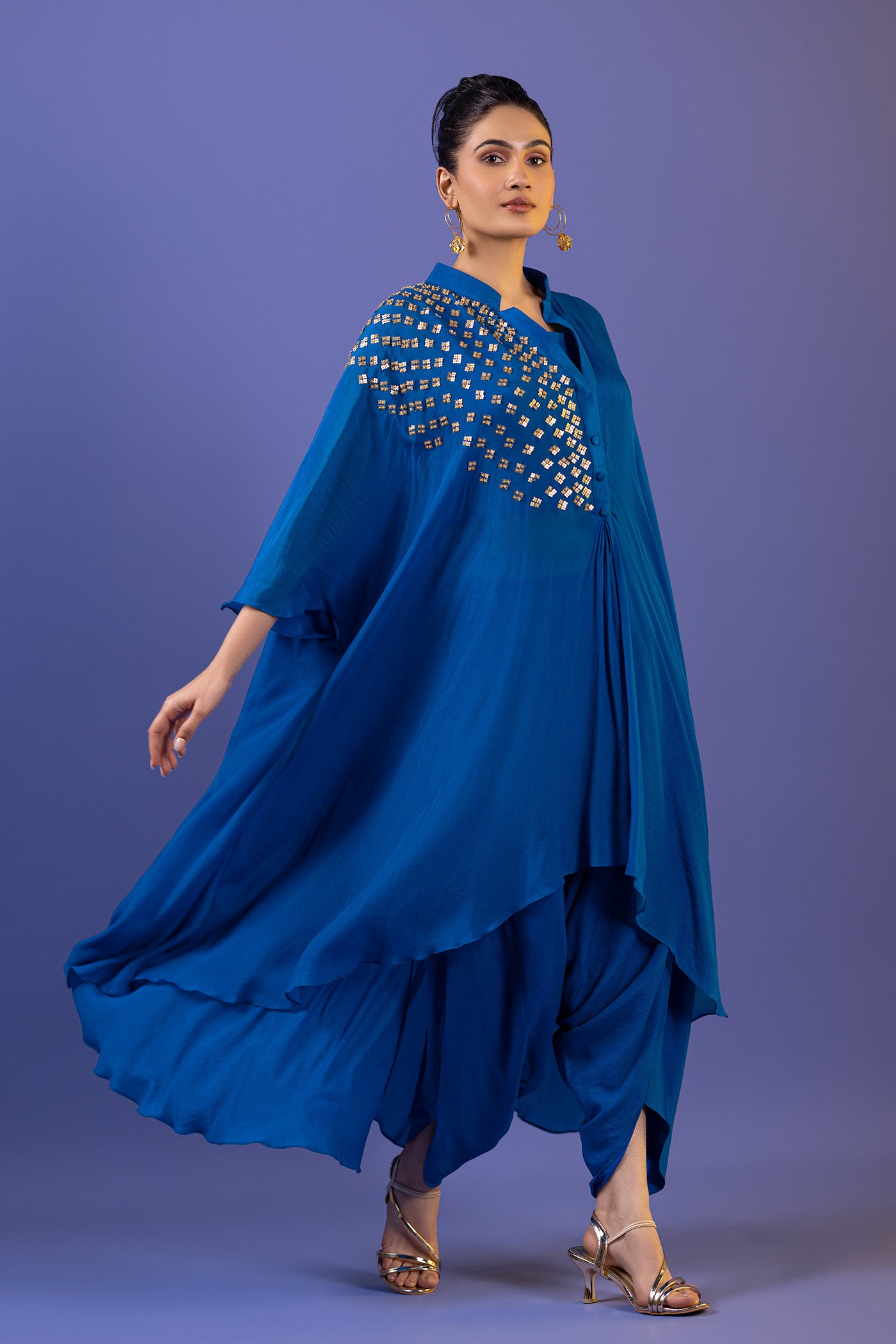 Peacock Blue Dhoti With Suit