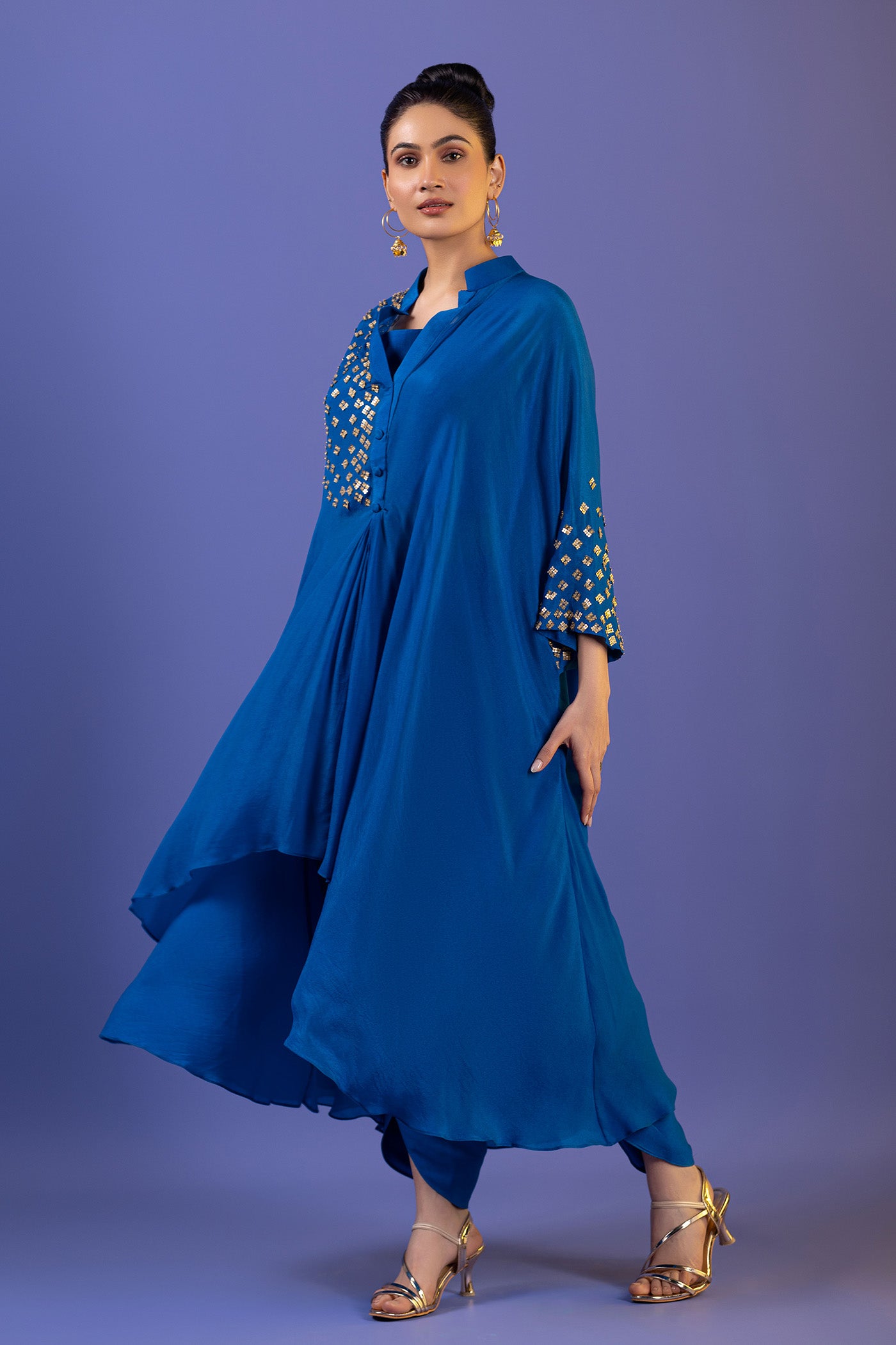 Peacock Blue Dhoti With Suit
