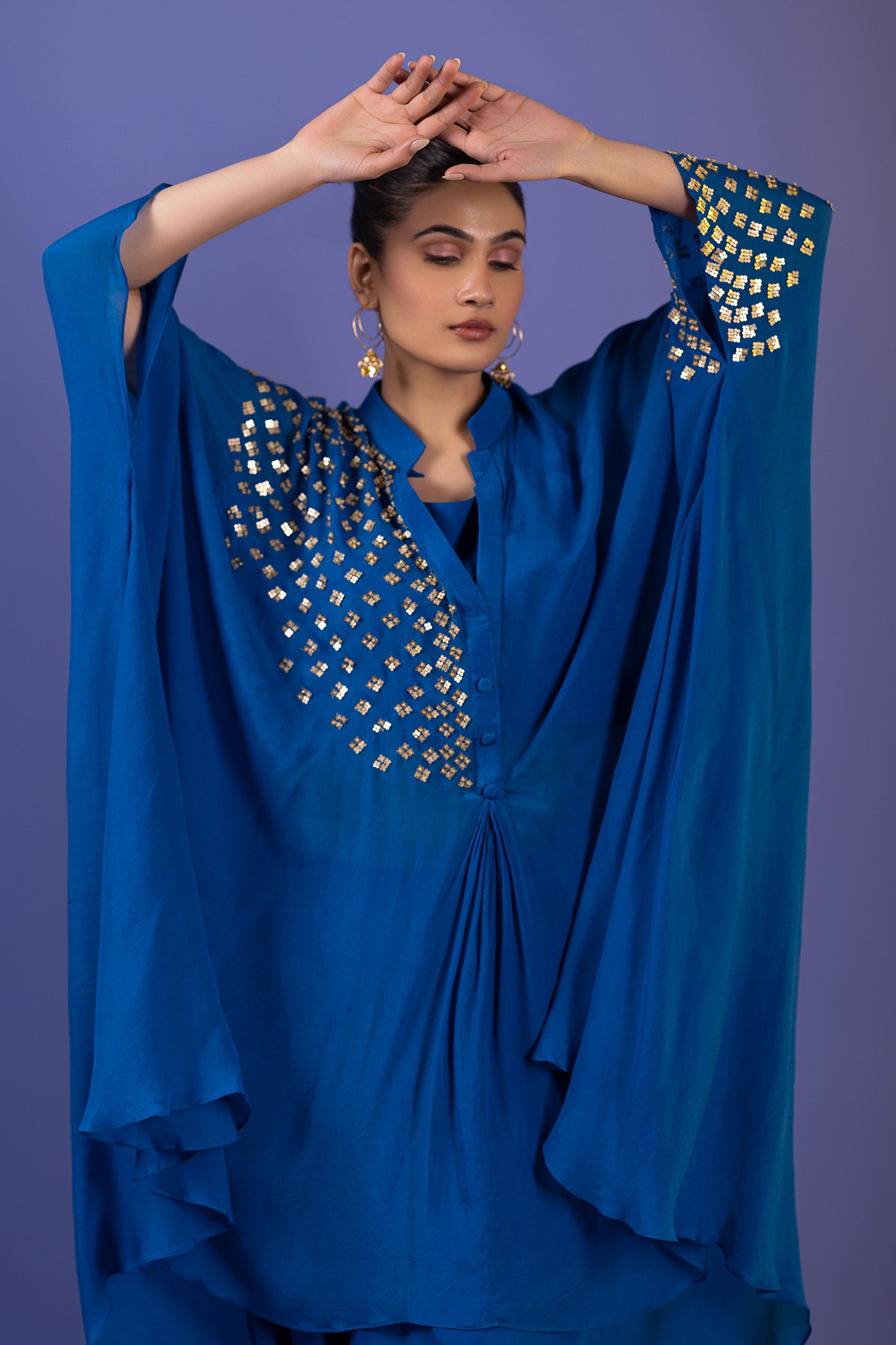 Peacock Blue Dhoti With Suit