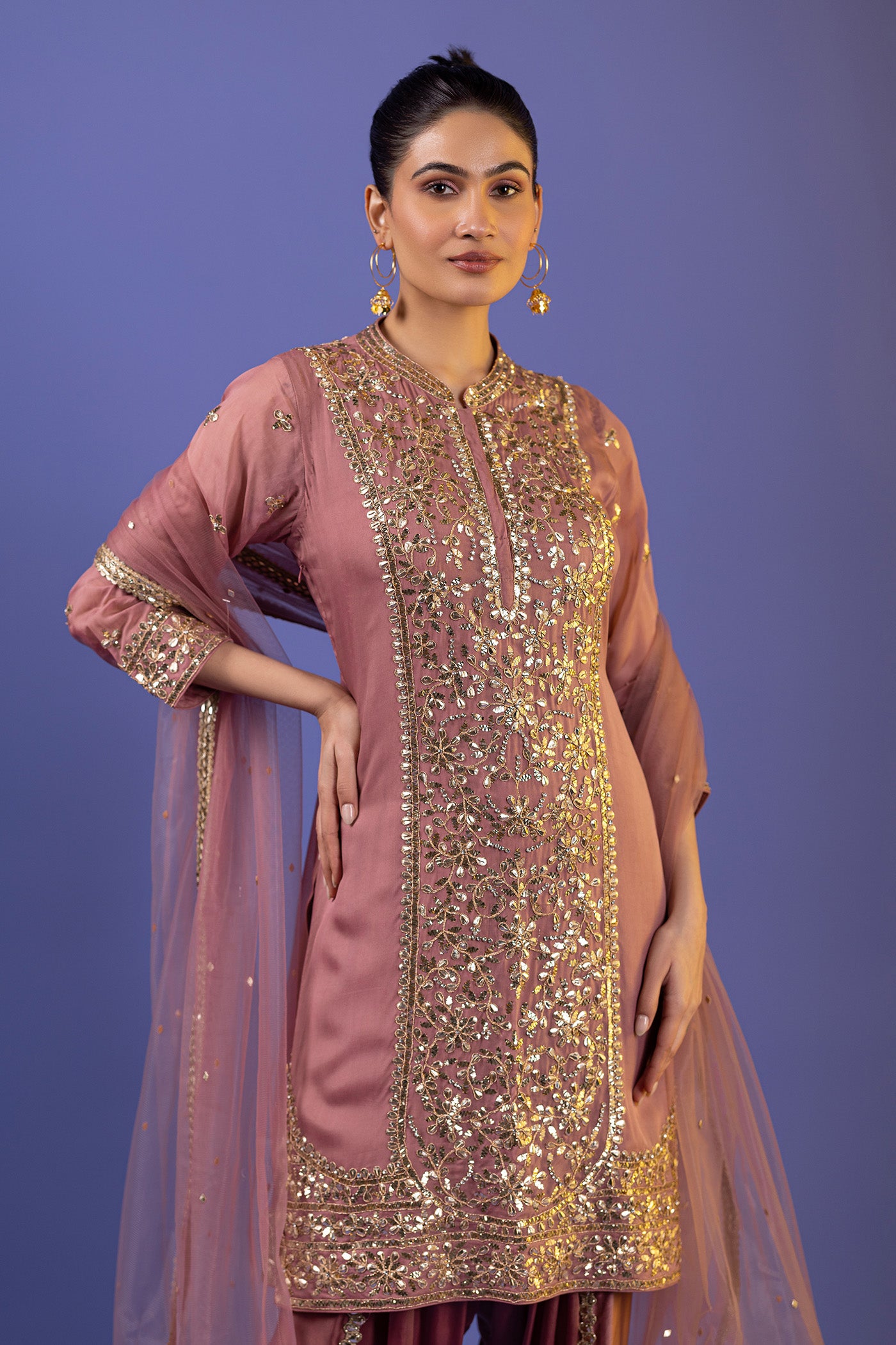 Organza Short Shirt With Dupatta