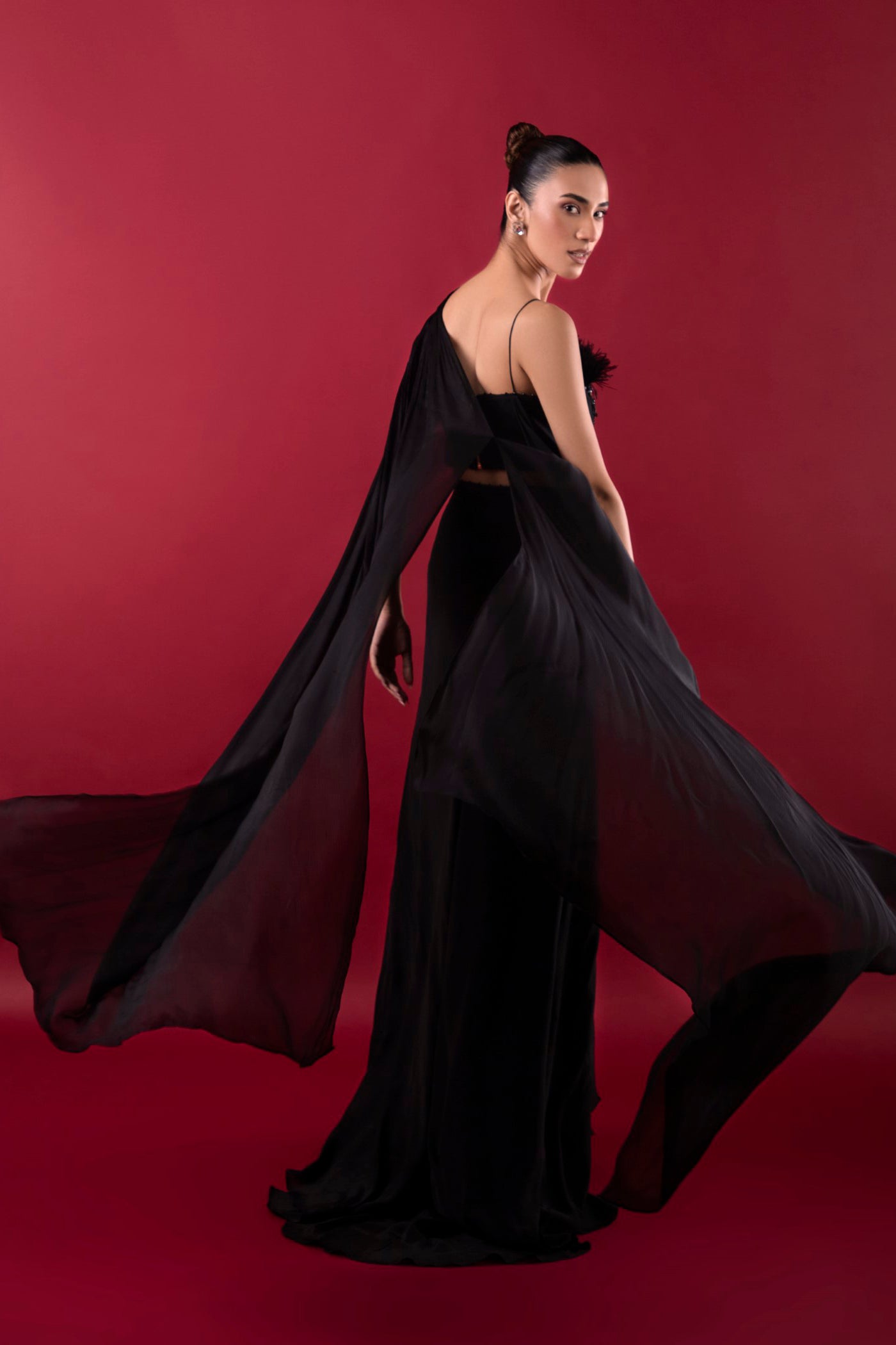 Black Long Dress In Georgette
