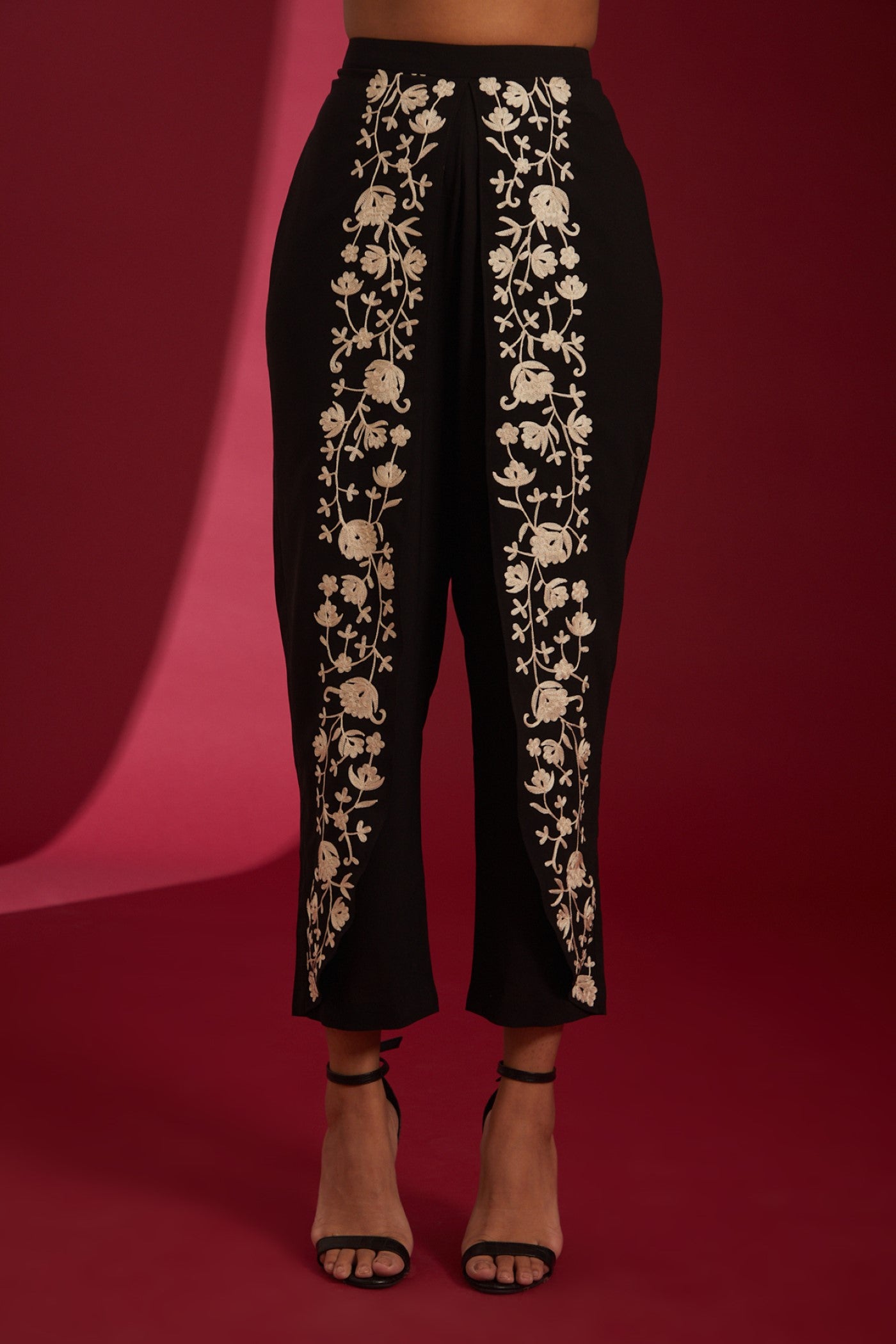 Black with Ivory aari Embroidered Georgette Co-Ord Set