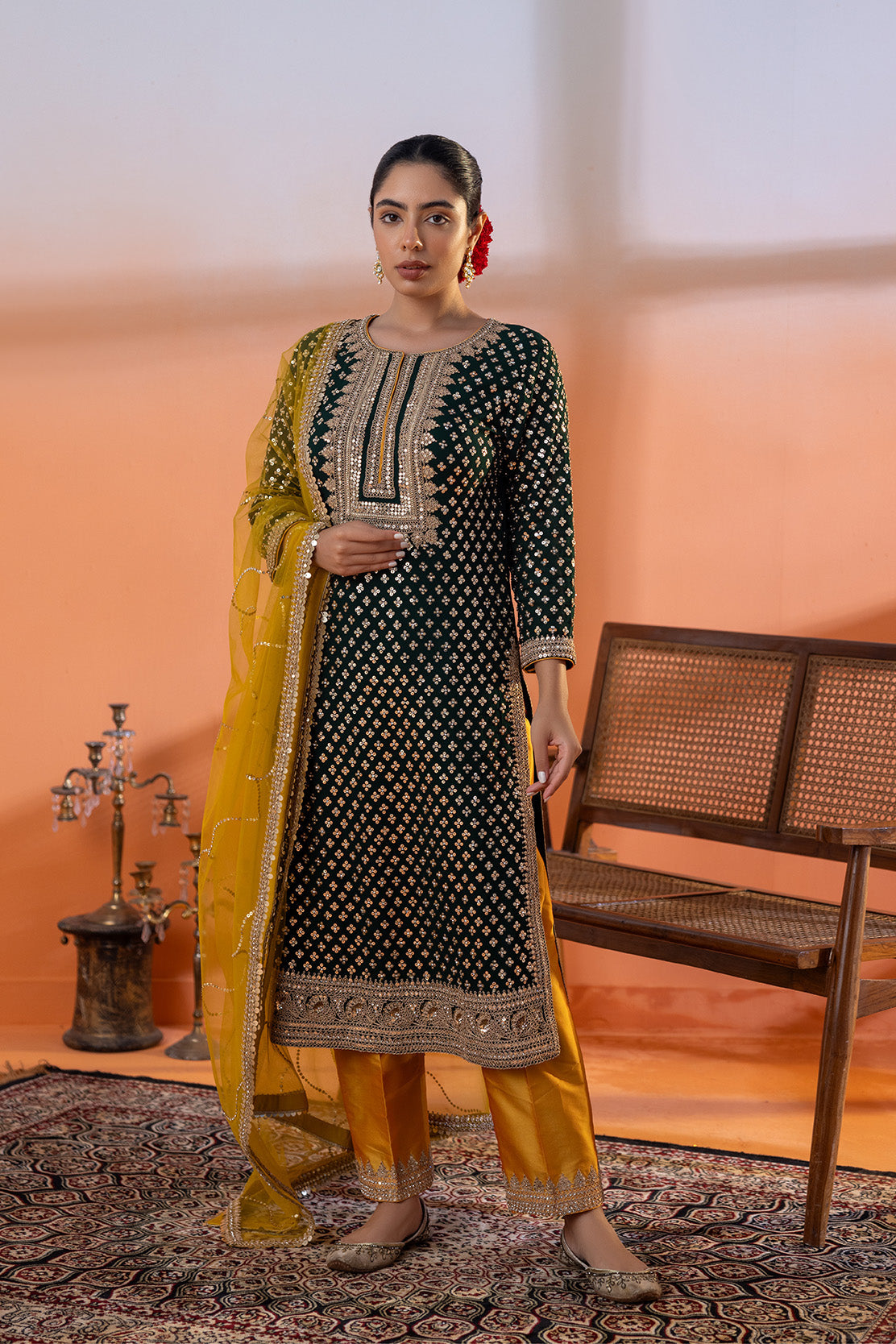 Aafreen Dori Tiki Georgette Green Jora