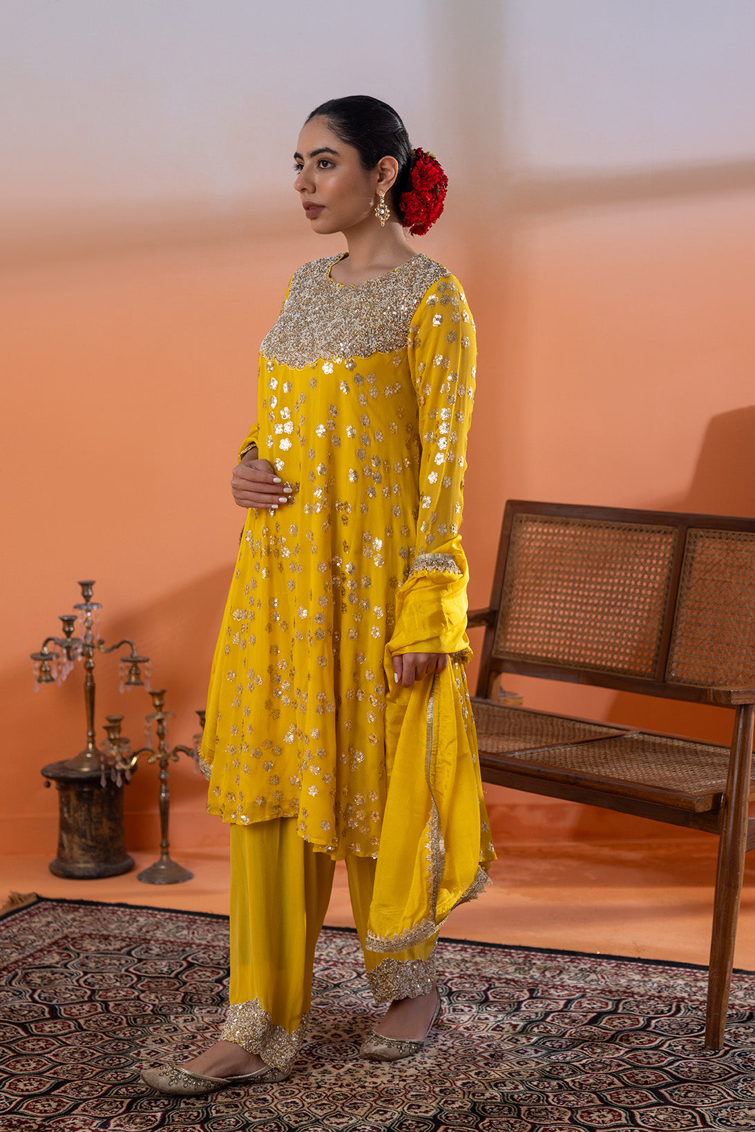 Shahi Golden Glow Anarkali Set