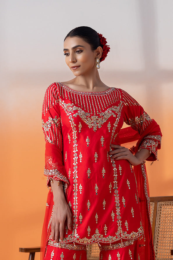 Ruhani Laal-e-Zar Gota Pati Gharara Joda