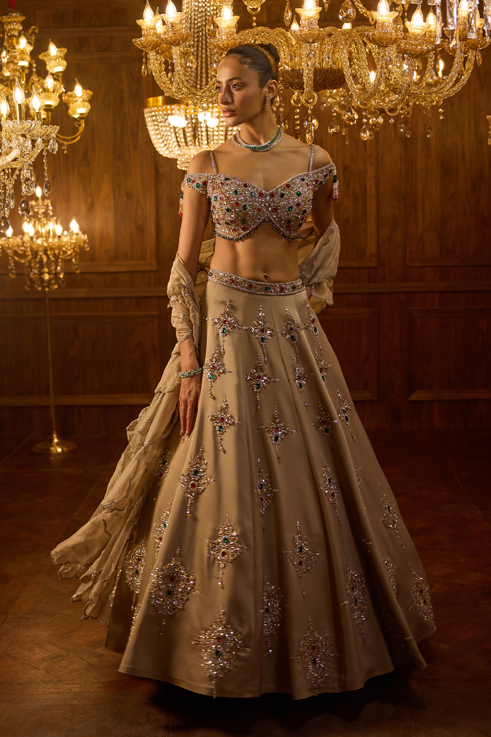 Mehrunisa Beige Lehenga Set